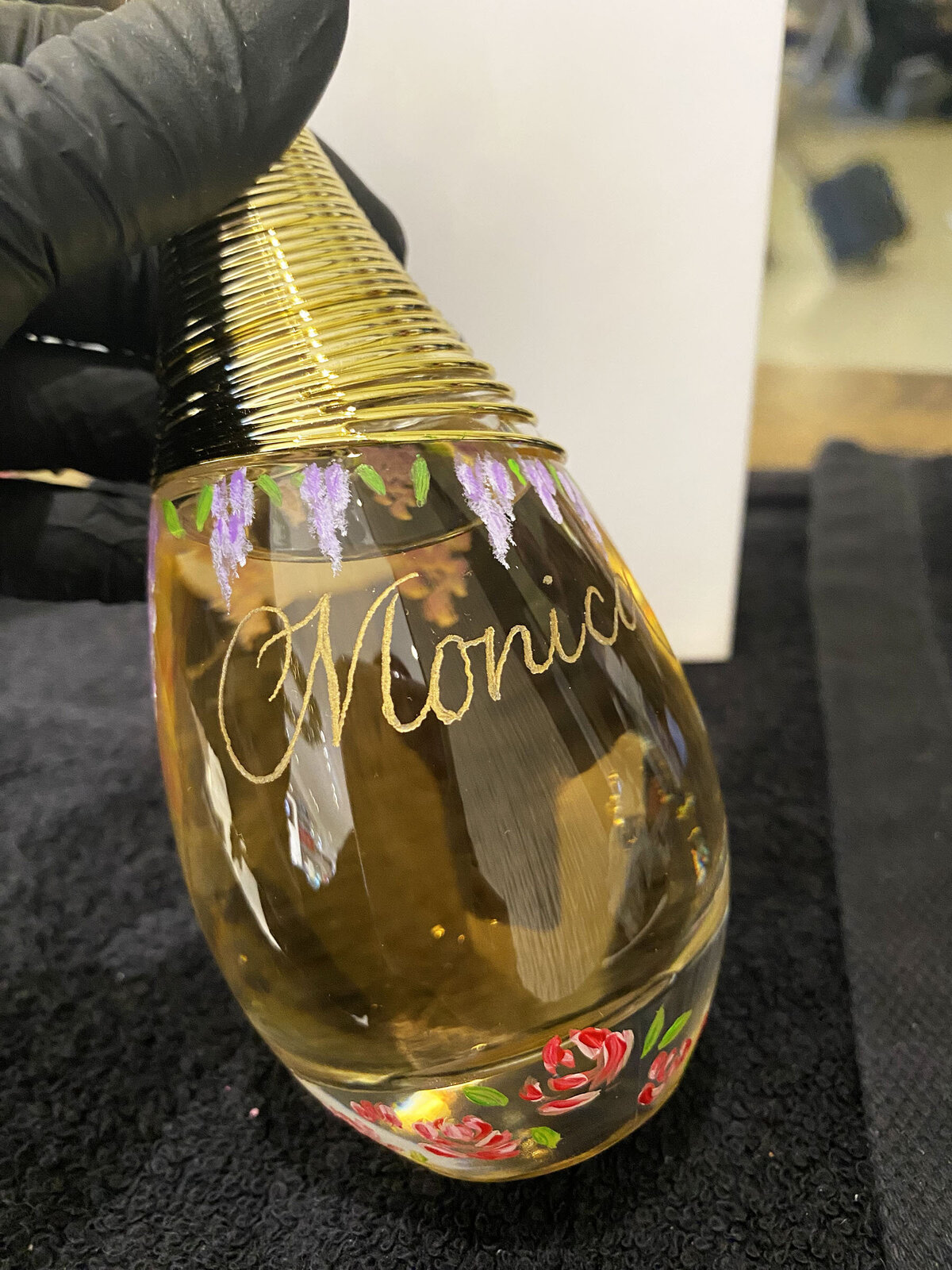 Dior Perfume Bottle Painted and Engraved Los Angeles LAX DFS