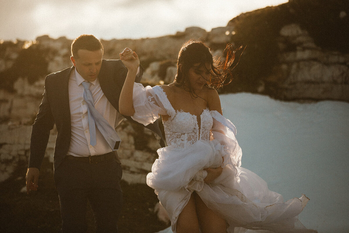 married couple hikes cadini di misurina