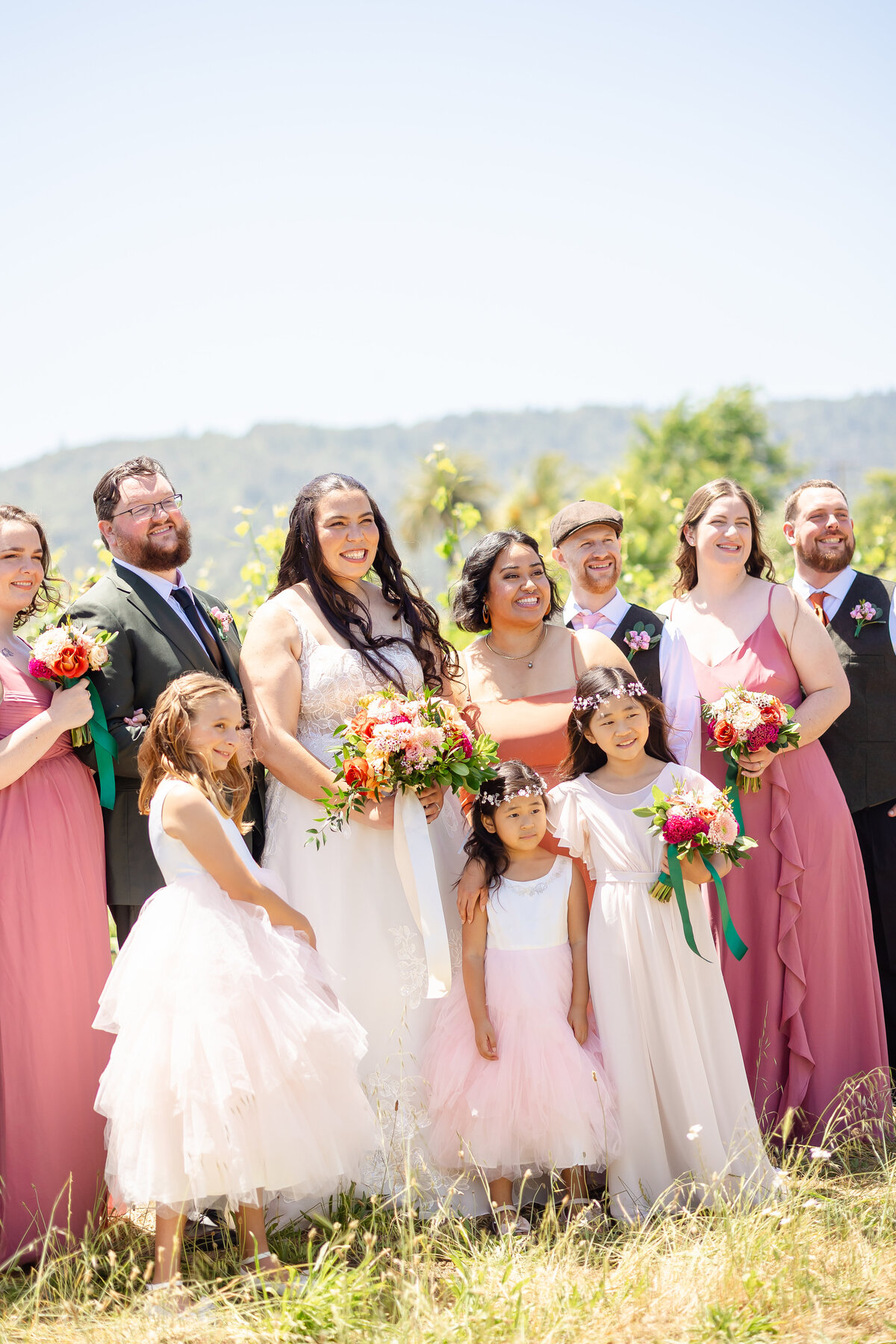 Beautiful wedding moment backyard shots with friends and family 