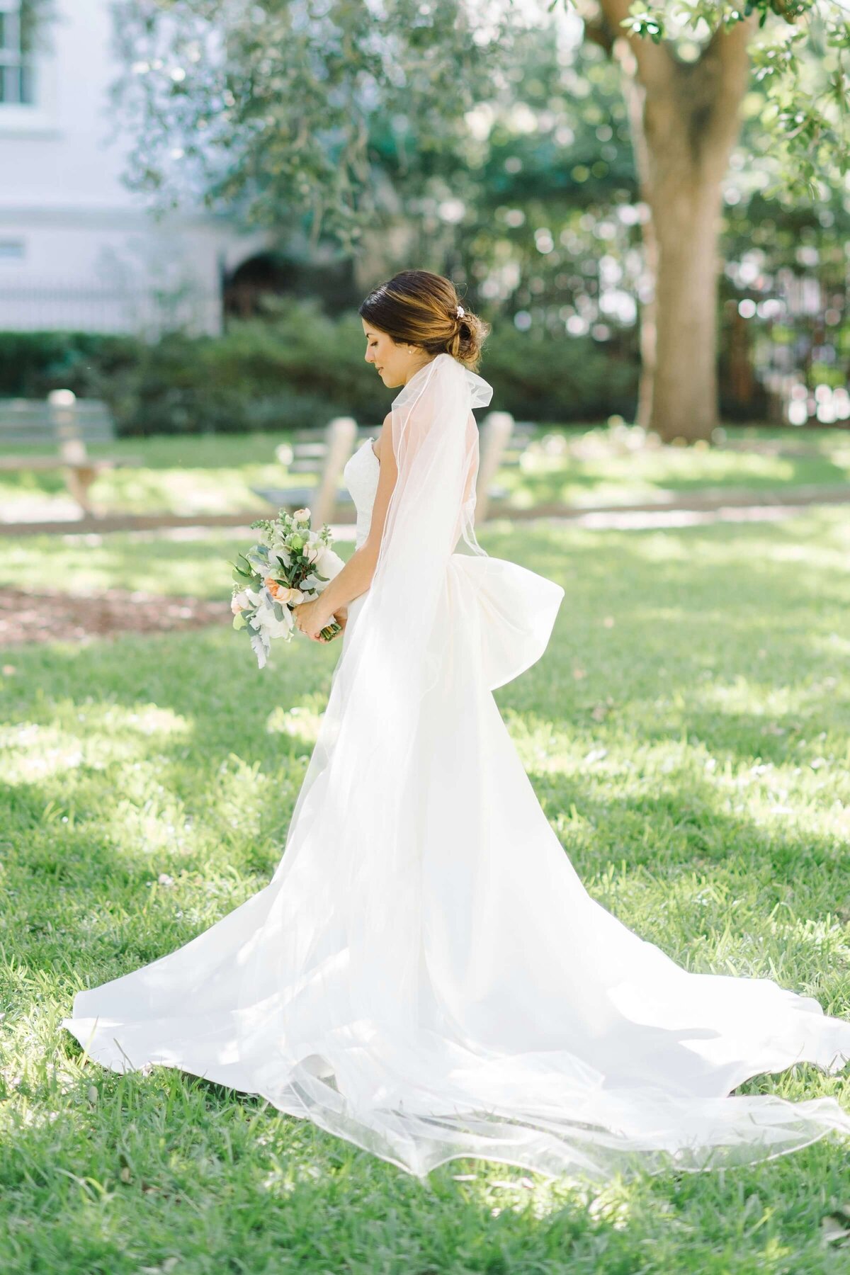 beautiful bride in wedding dress