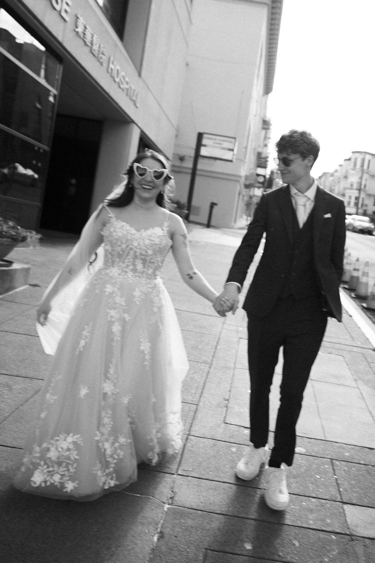 Bride and Groom in China Town in San Francisco, California