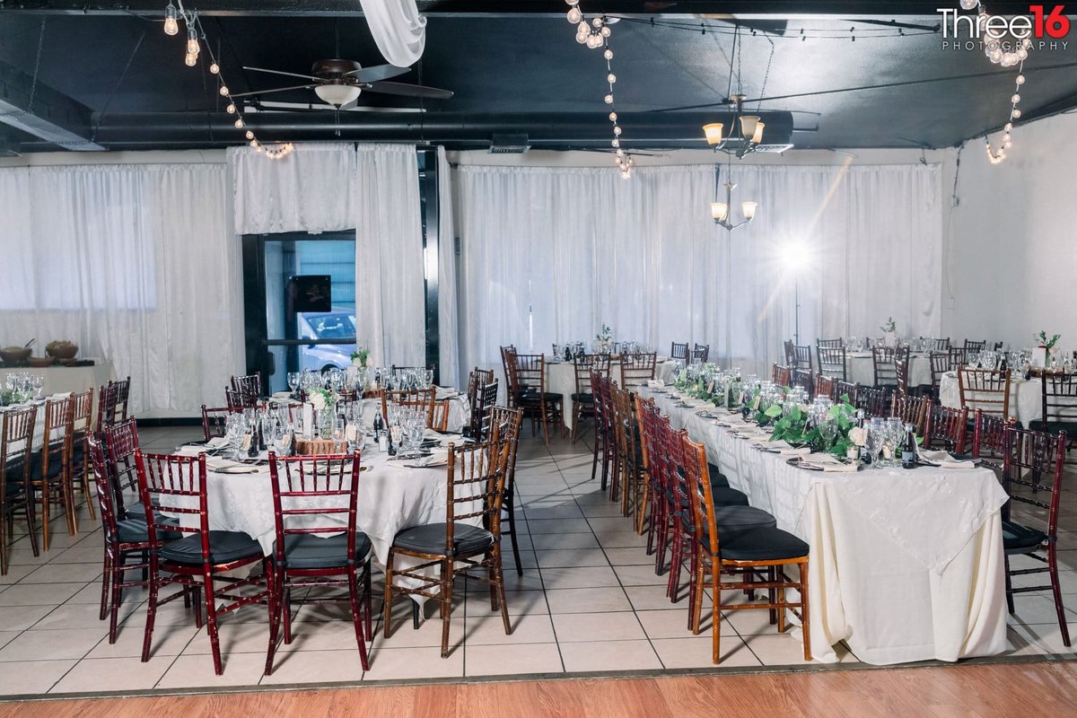 Table setup for a Casa Bonita Event Center wedding reception