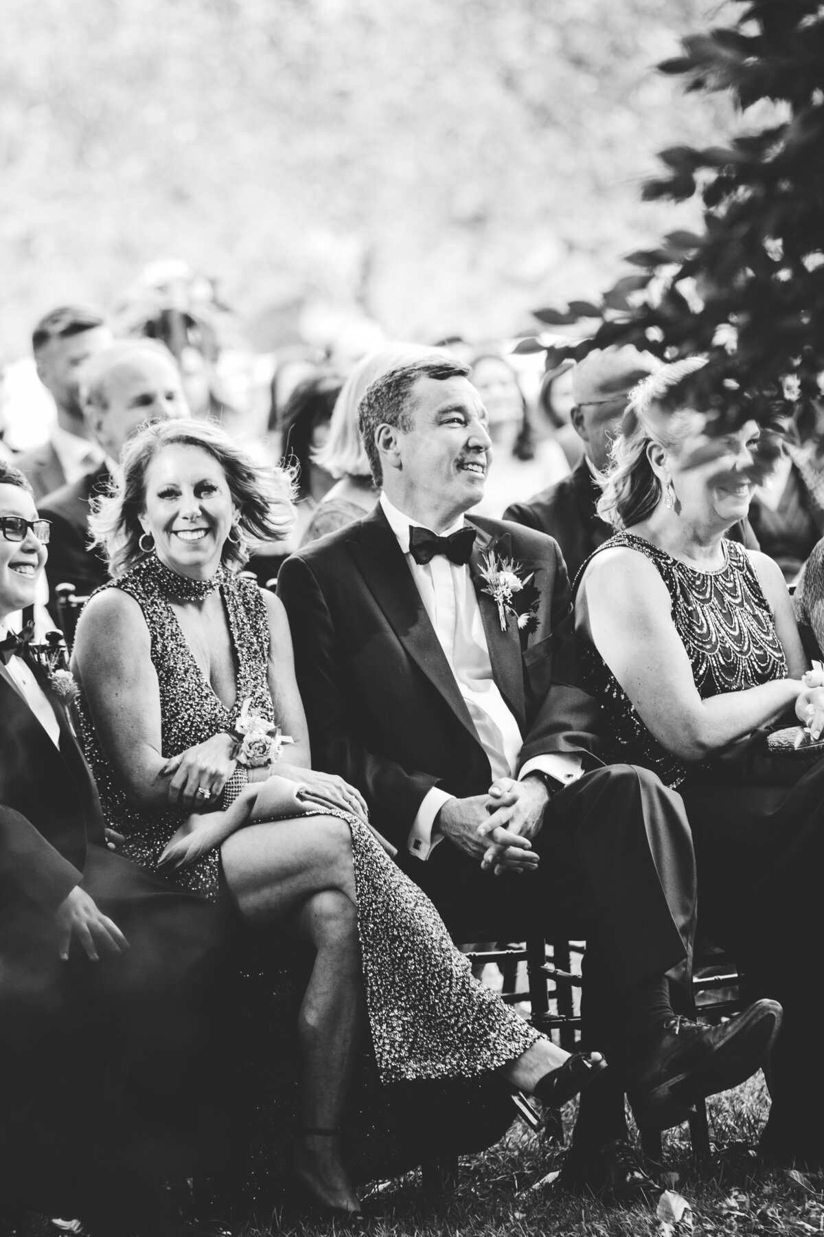 wedding guests smiling ceremony