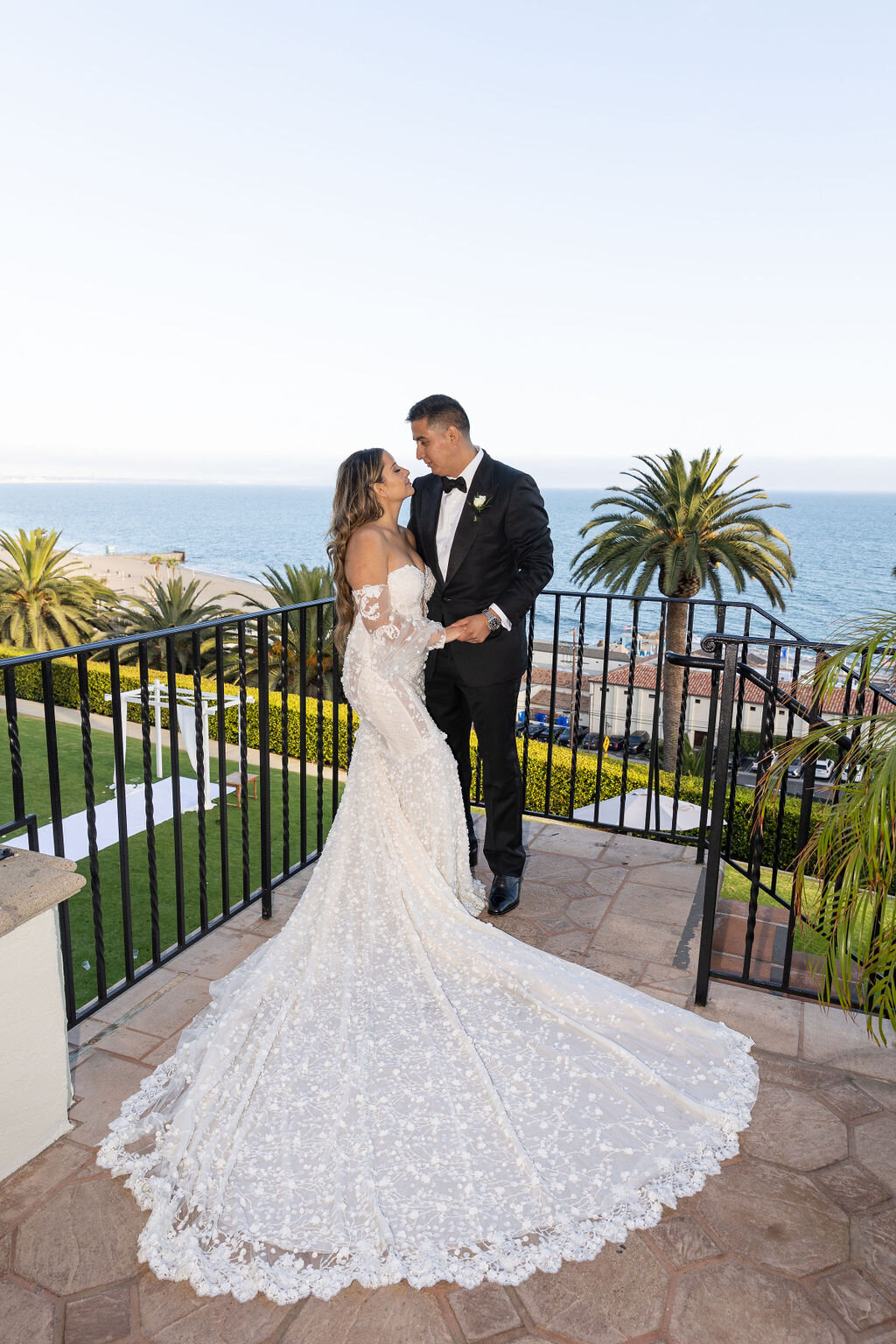 Couple looking at each other in Pacific Palisades