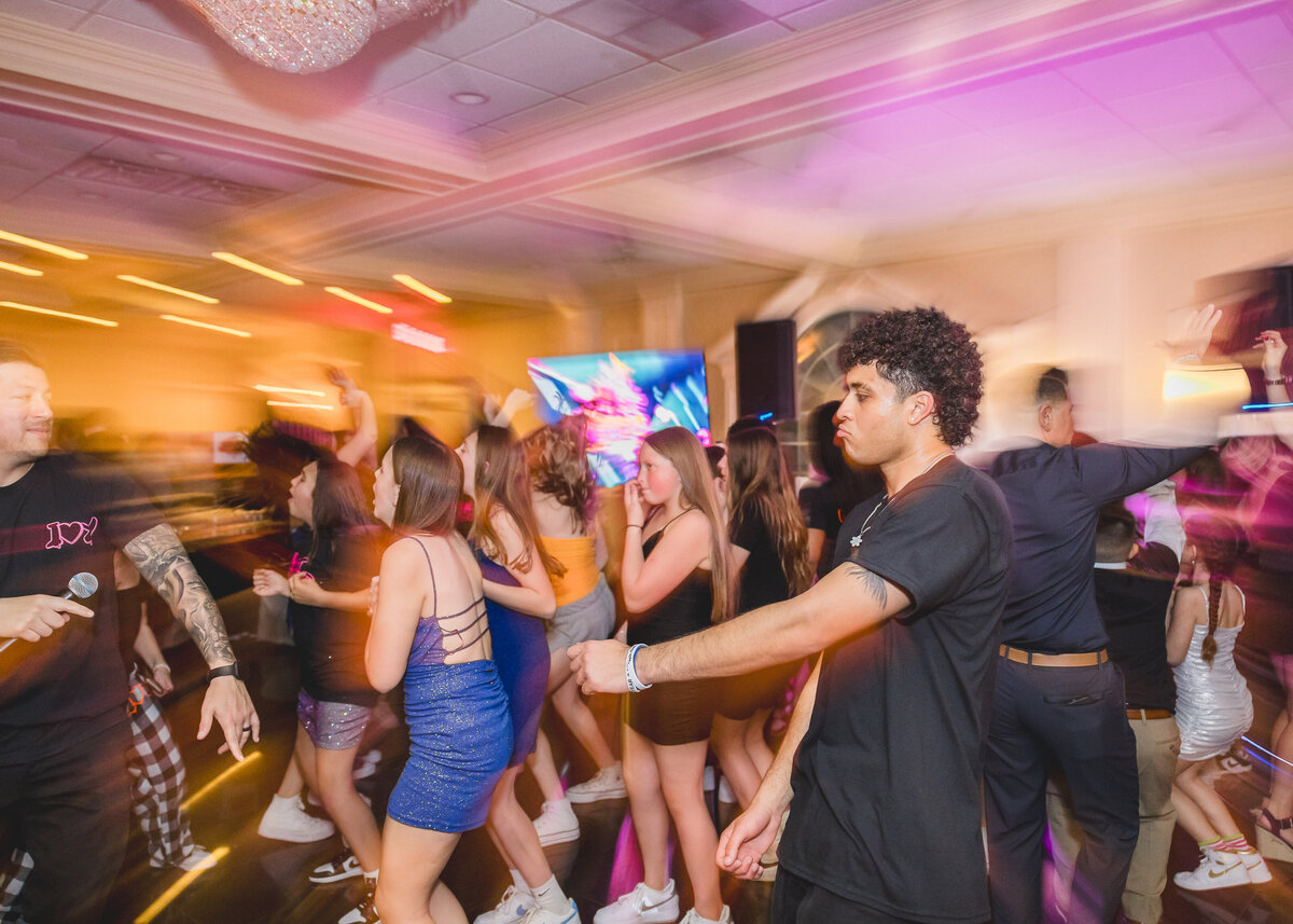 Creative photo with intentional blur at a Bat Mitzvah party in Union County, NJ