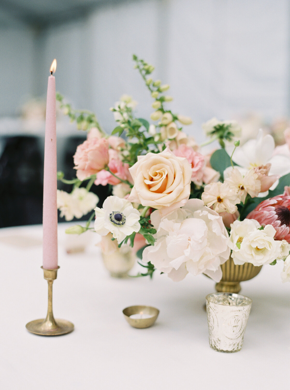 blush and white weddings, pink taper candles, tent wedding, studio fleurette, stillwater mn florist