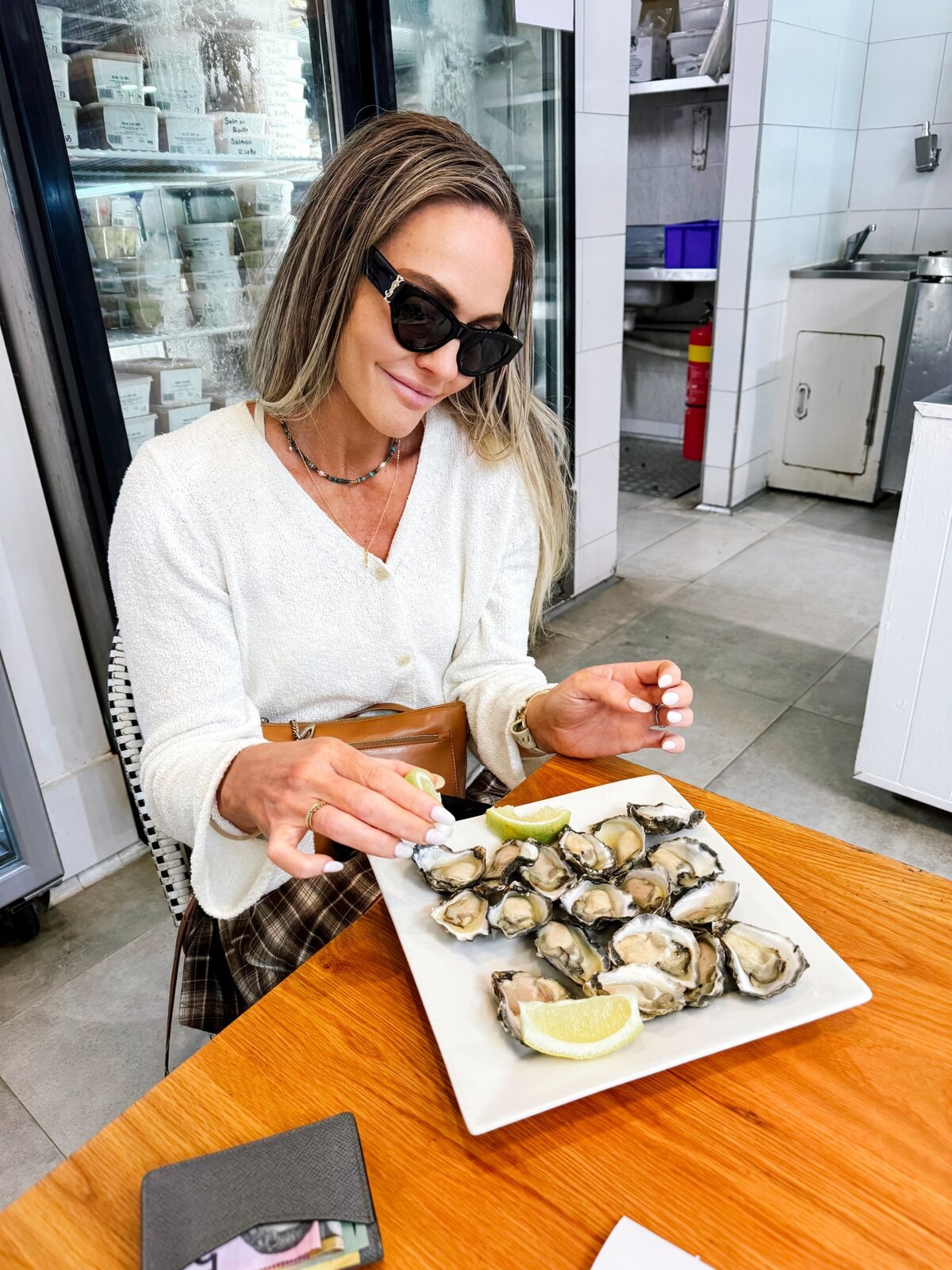 Libby eating oysters