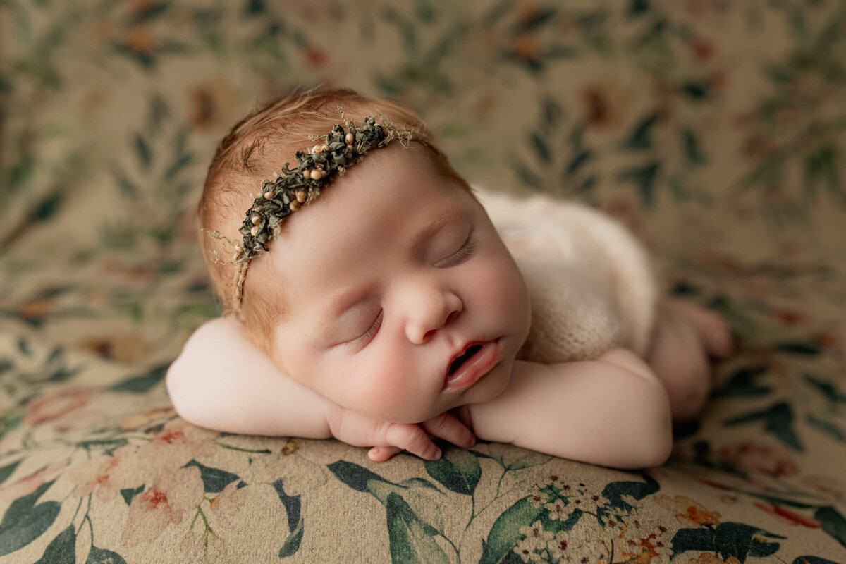 harrisburg newborn, newborn baby girl, studio newborn photography, floral newborn