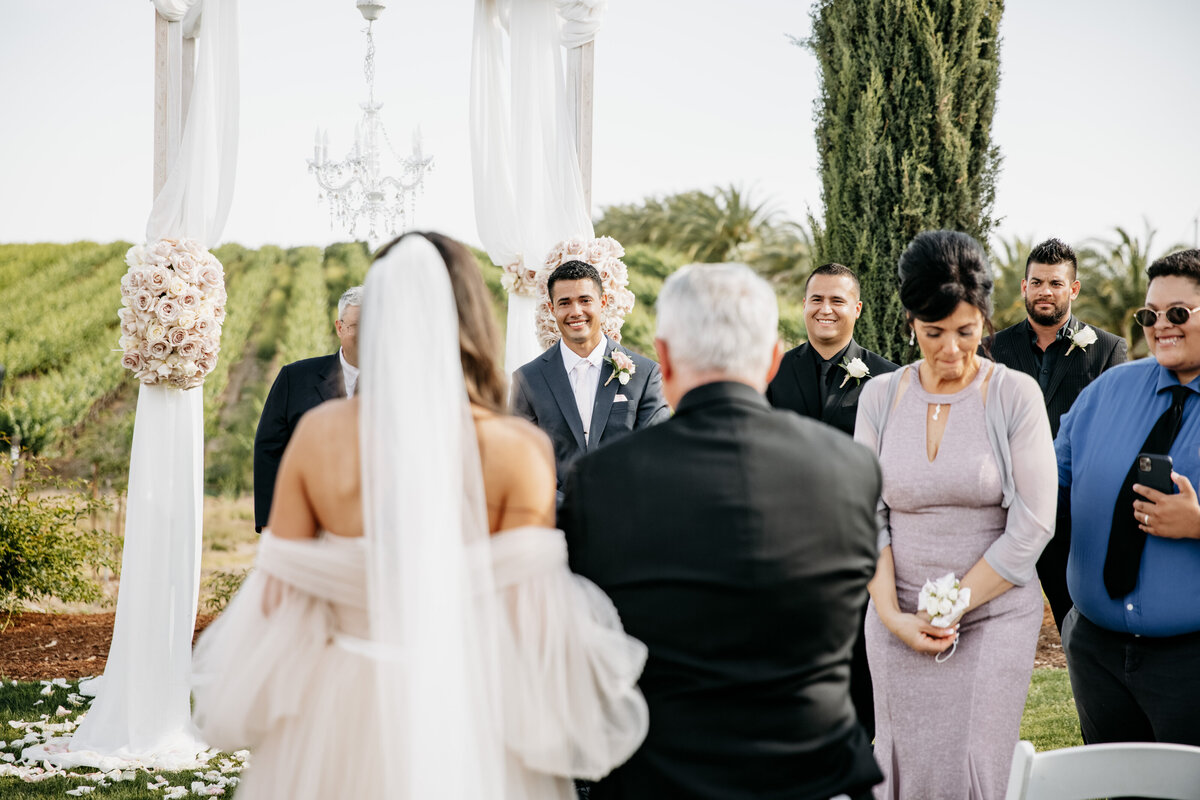 Toca-Madera-Winery-wedding-groom-reaction-to-bride