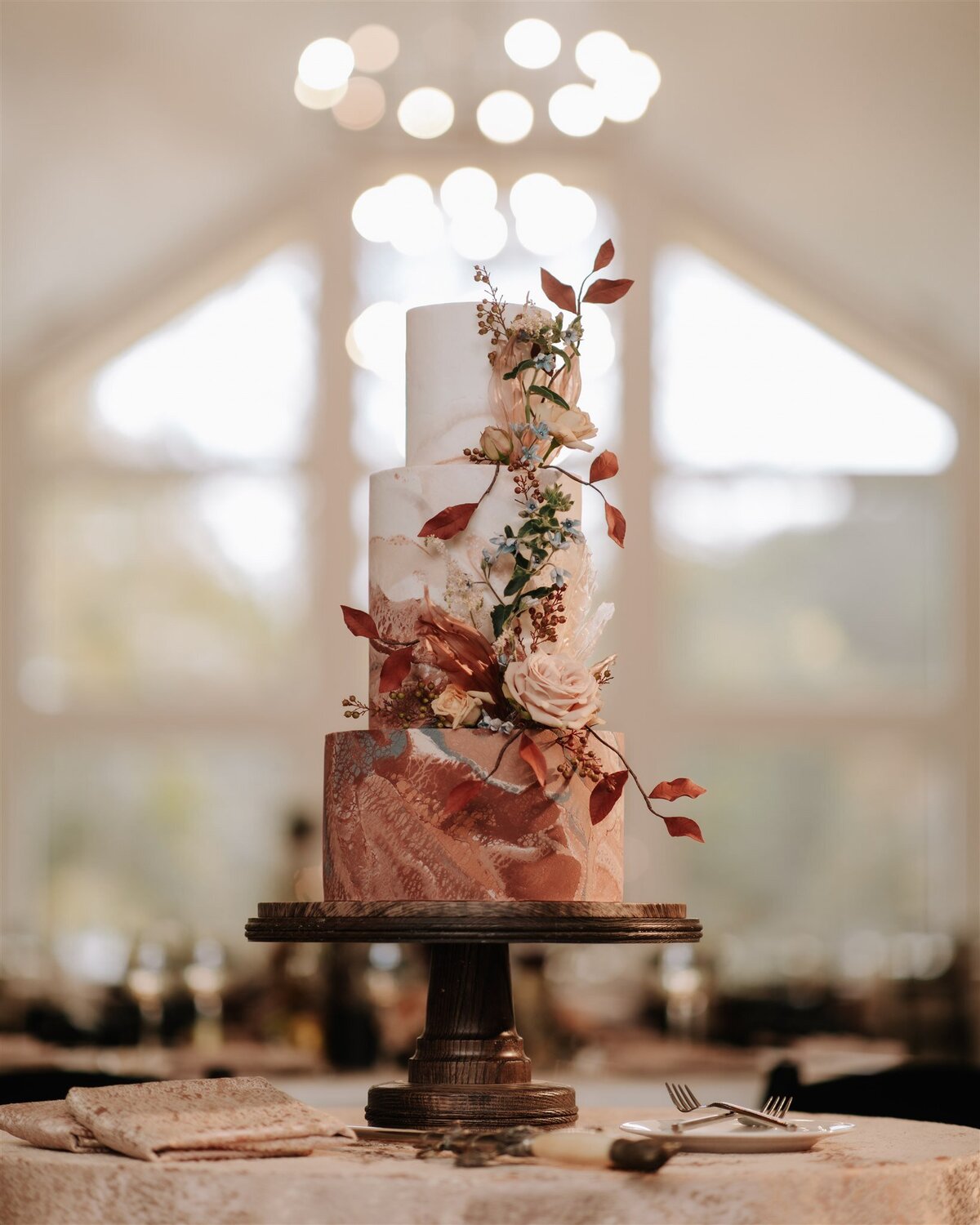 whimsical flowers on cake