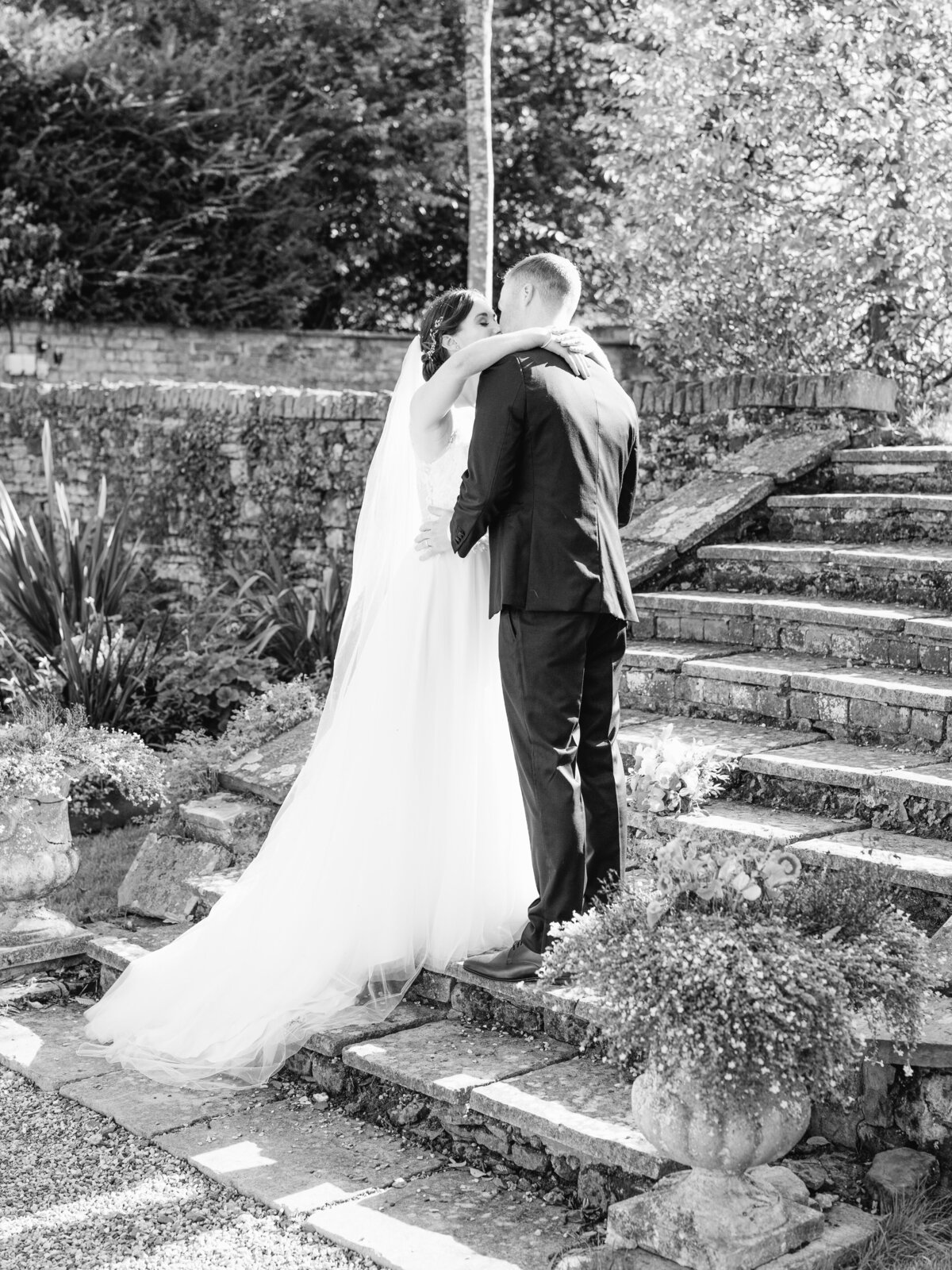 Bride and groom at country estate wedding in the Midlands