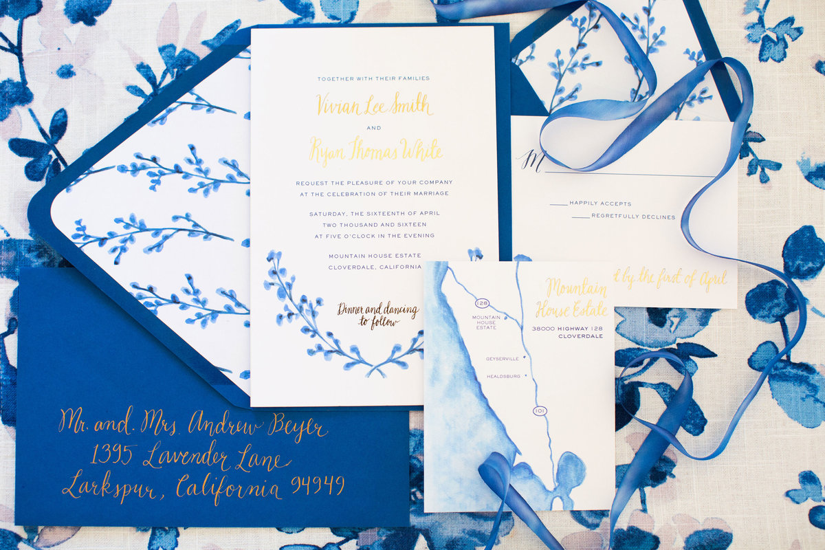 Invitation for wedding by Jenny Schneider Events in Sonoma, California. Photo by BrittRene Photography.