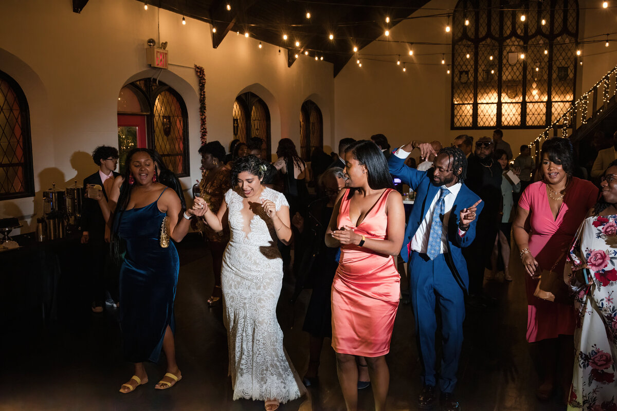 The Sanctuary- reception-party-line-dance-latina-bride-dark-skinned-groom