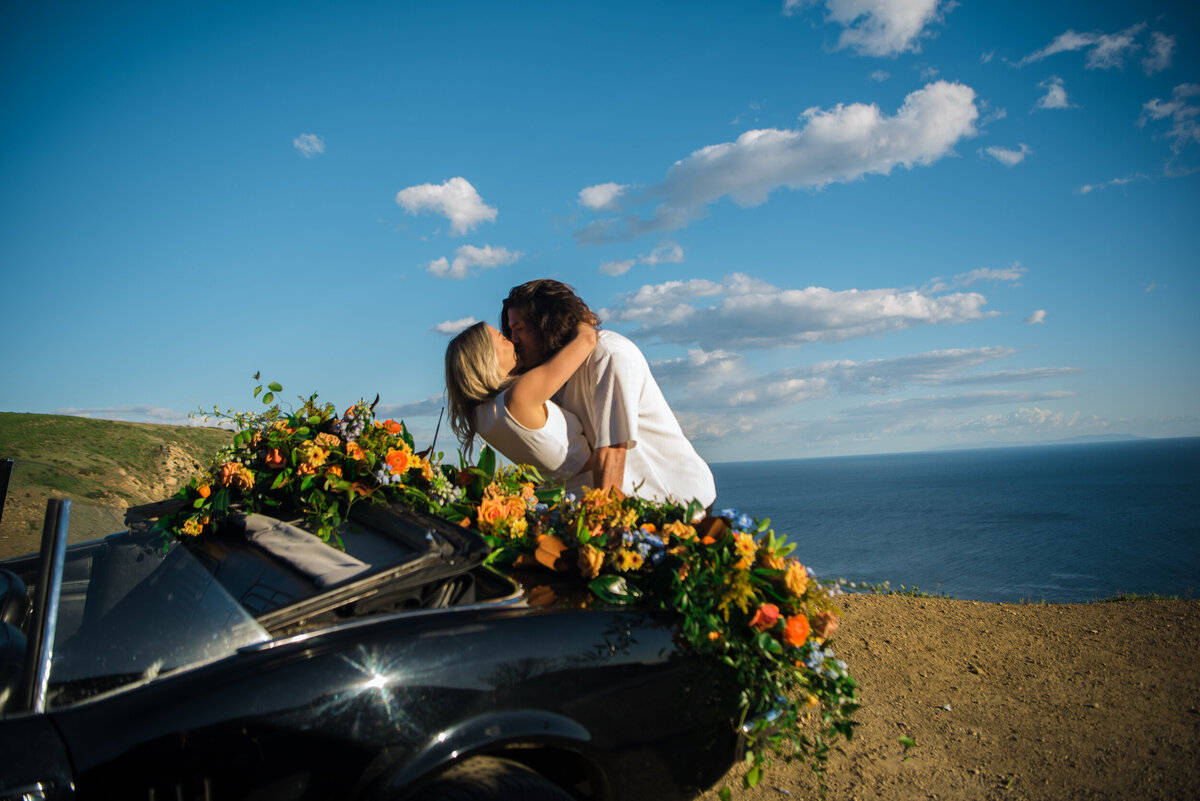 Classic Car and flowers in Malibu