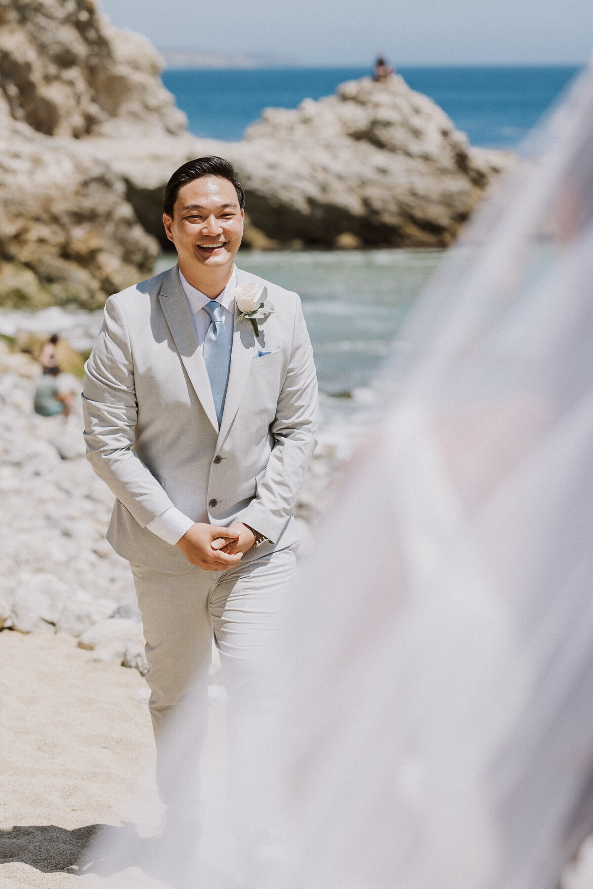 first look with groom at terranea resort cove beach