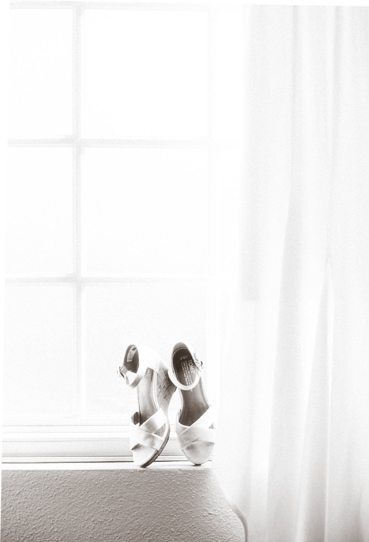Wedding Photograph Of Bride's Sandals Black and White Los Angeles