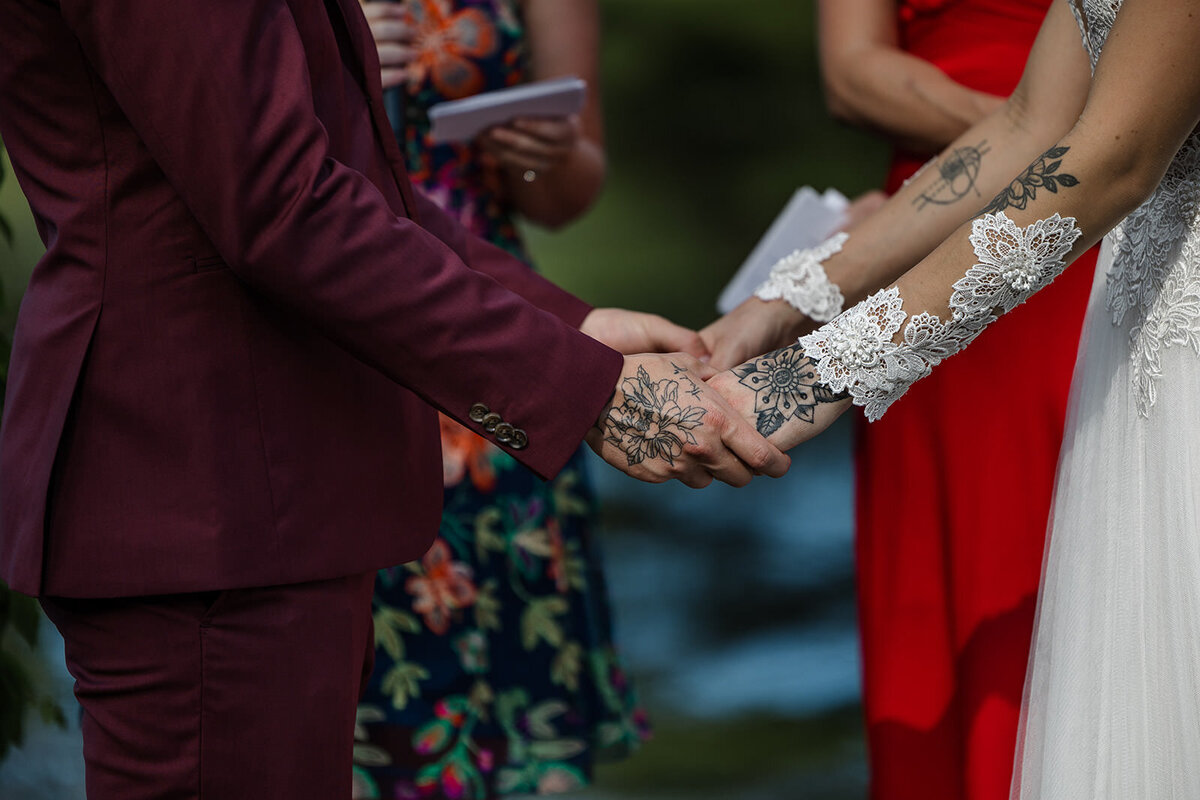 Close up of a couple holding