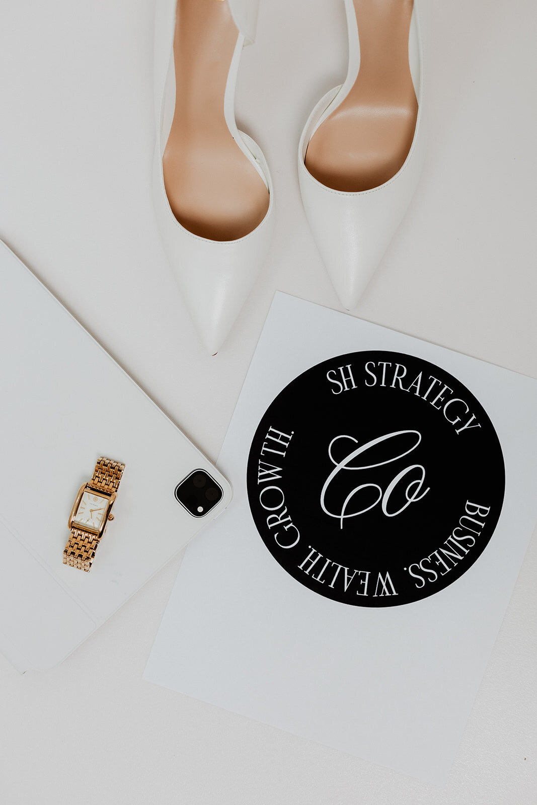 flat lay with professional props and luxury accessories