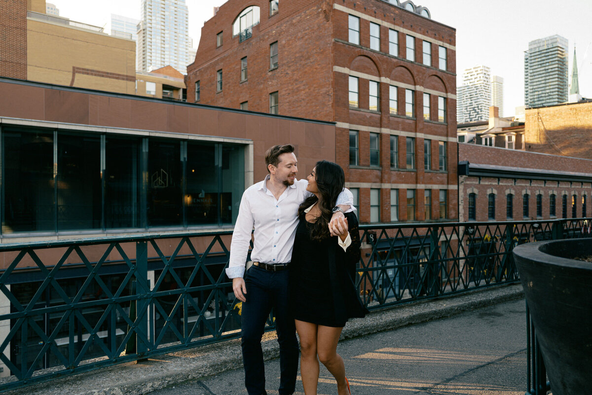 Distillery district engagement photos