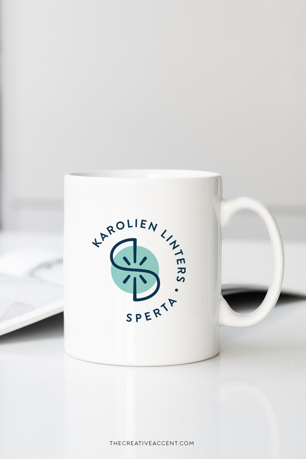 monogram logo on coffee mug