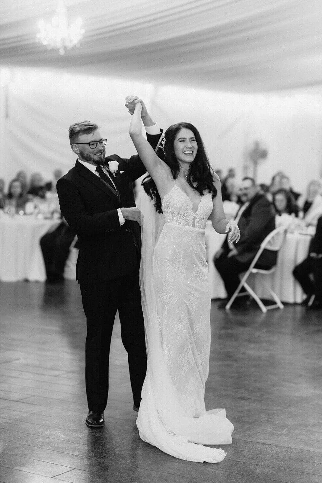 Bride and groom first dance at Finger Lakes wedding, NY