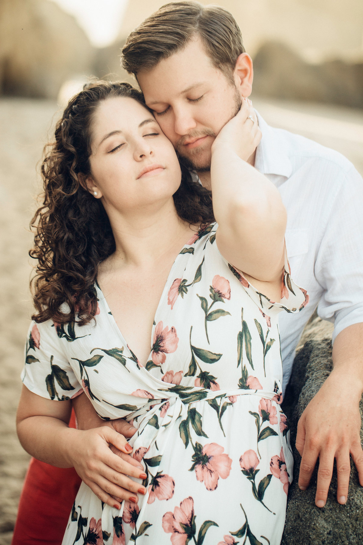 Engagement Photograph Of  Woman Touching a Man's Face Los Angeles