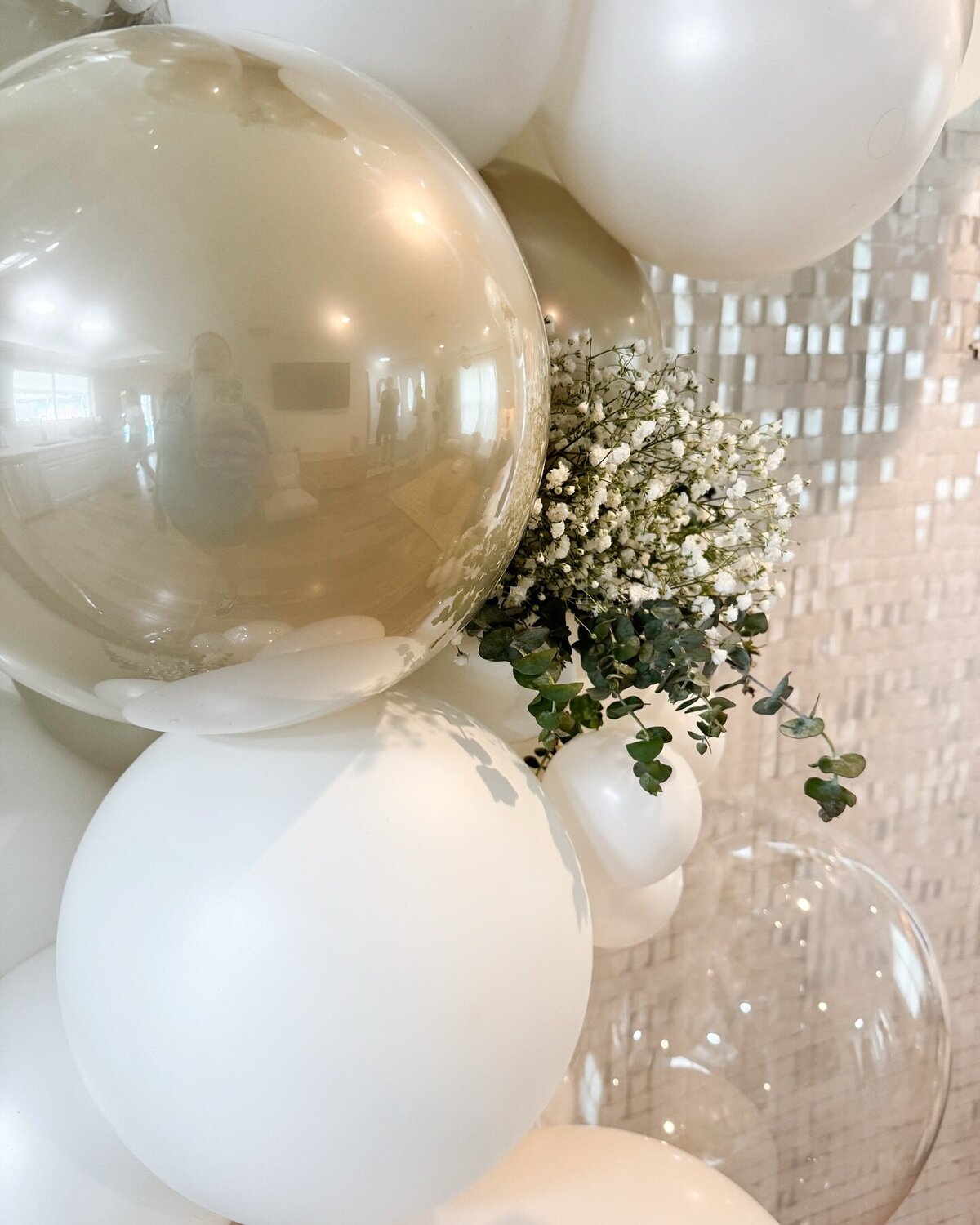 elegant gold and white balloons for party or event