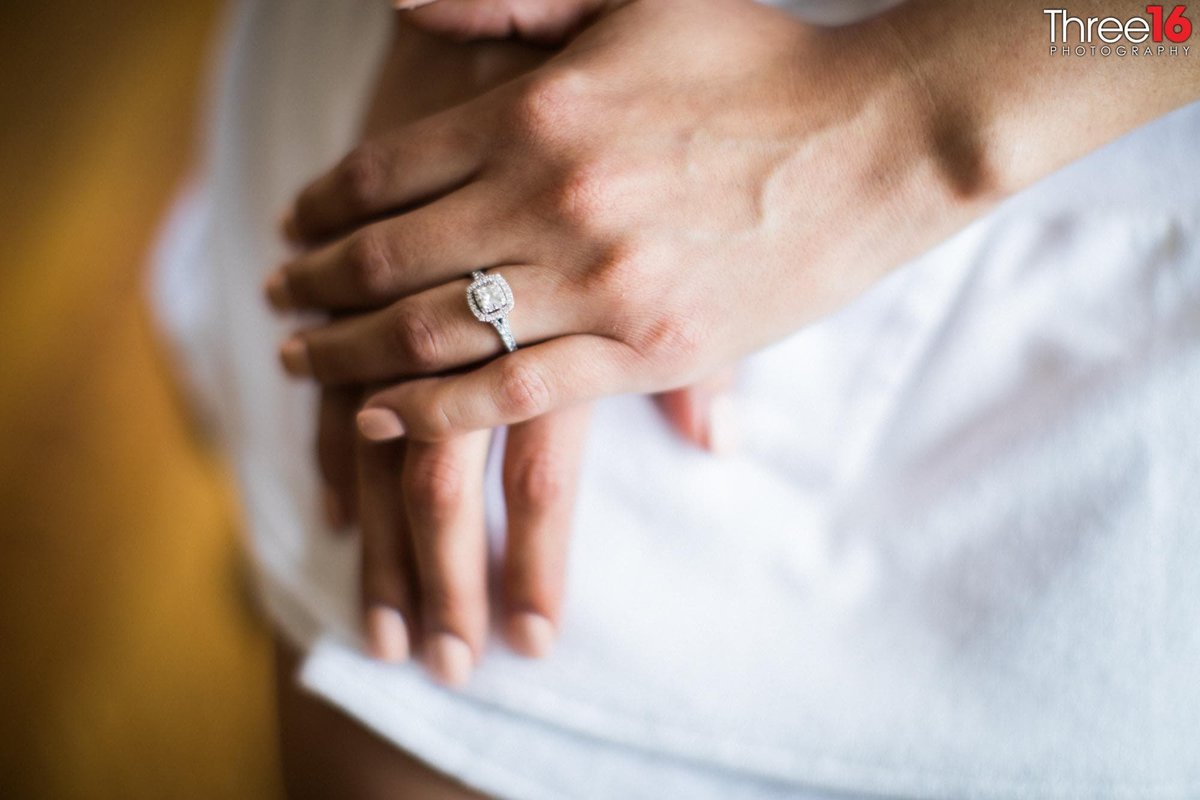 Brides ring on her finger