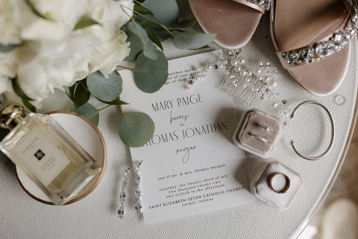 Indianapolis wedding photography detail shot invitations