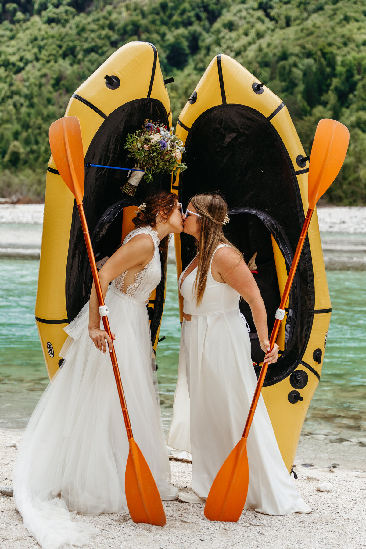 Kayak adventure elopement in Slovenia