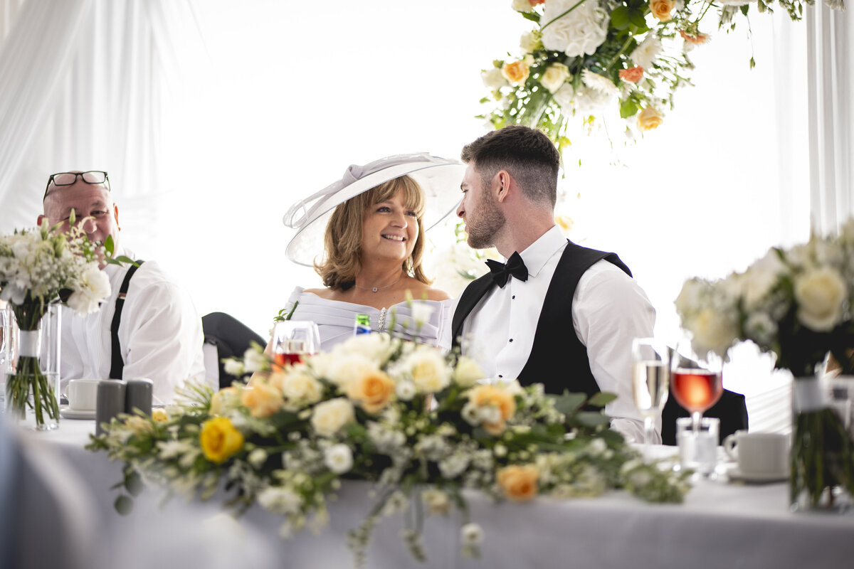 Nathan looking at Charlottes Mum during Speeches