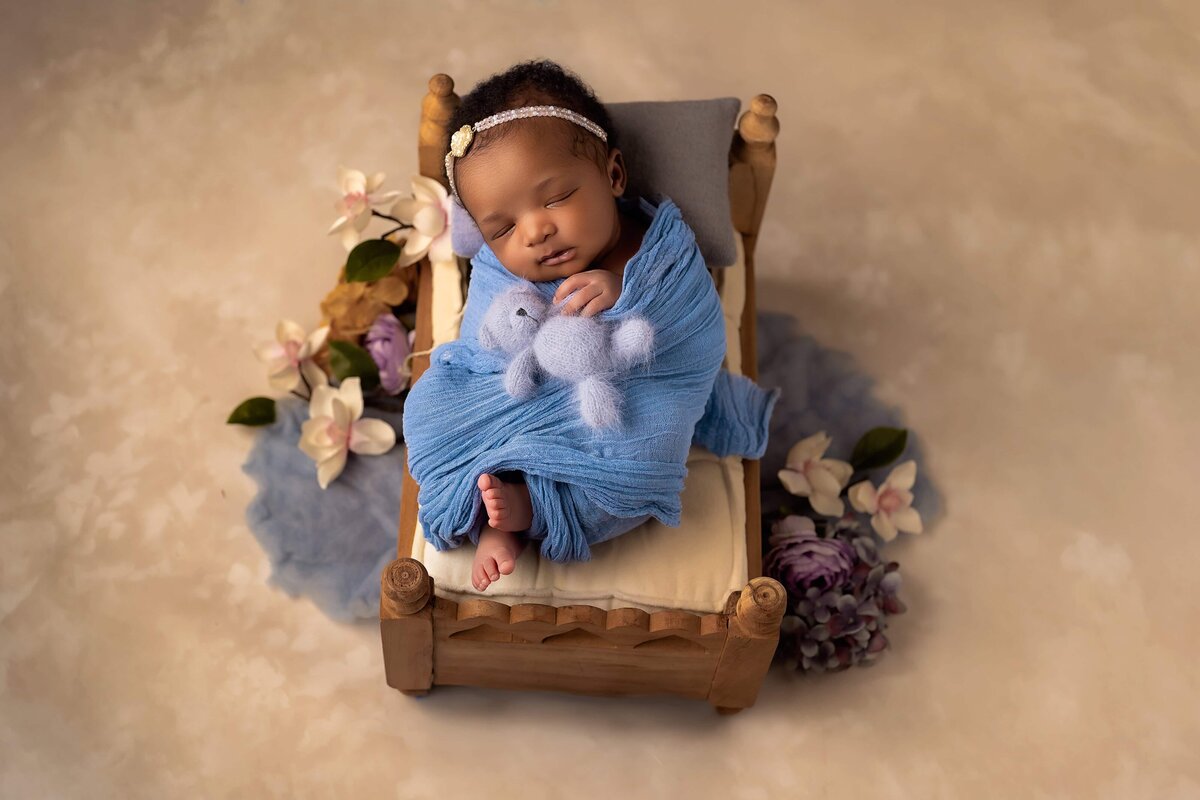 newborn prop wooden bed