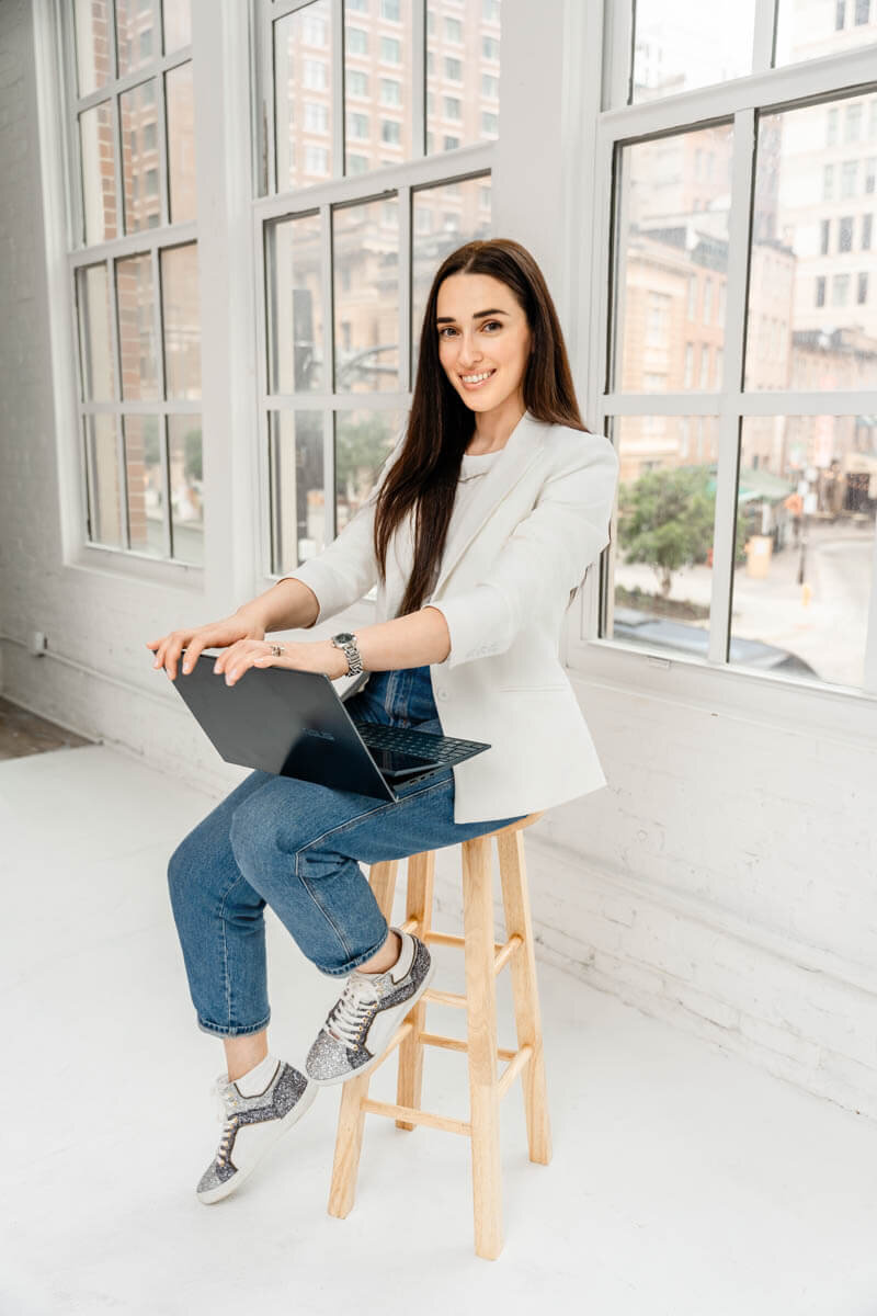action shot of a business coach in baltimore studio