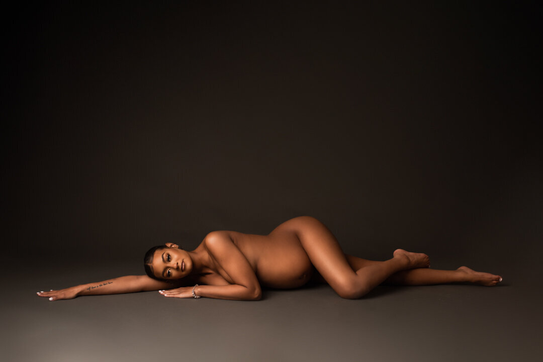 Brighton Maternity Photography Studio Session Nude Laying Down By For The Love Of Photography
