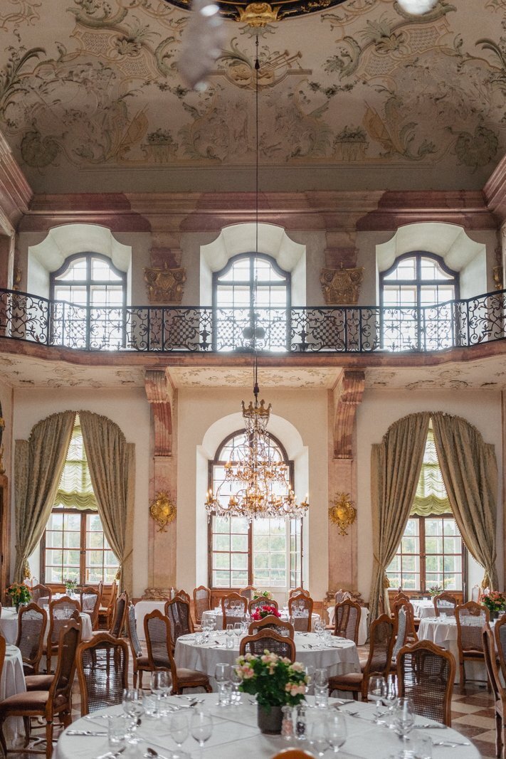 Gala dining room at destination wedding venue Leopoldskron Salzburg