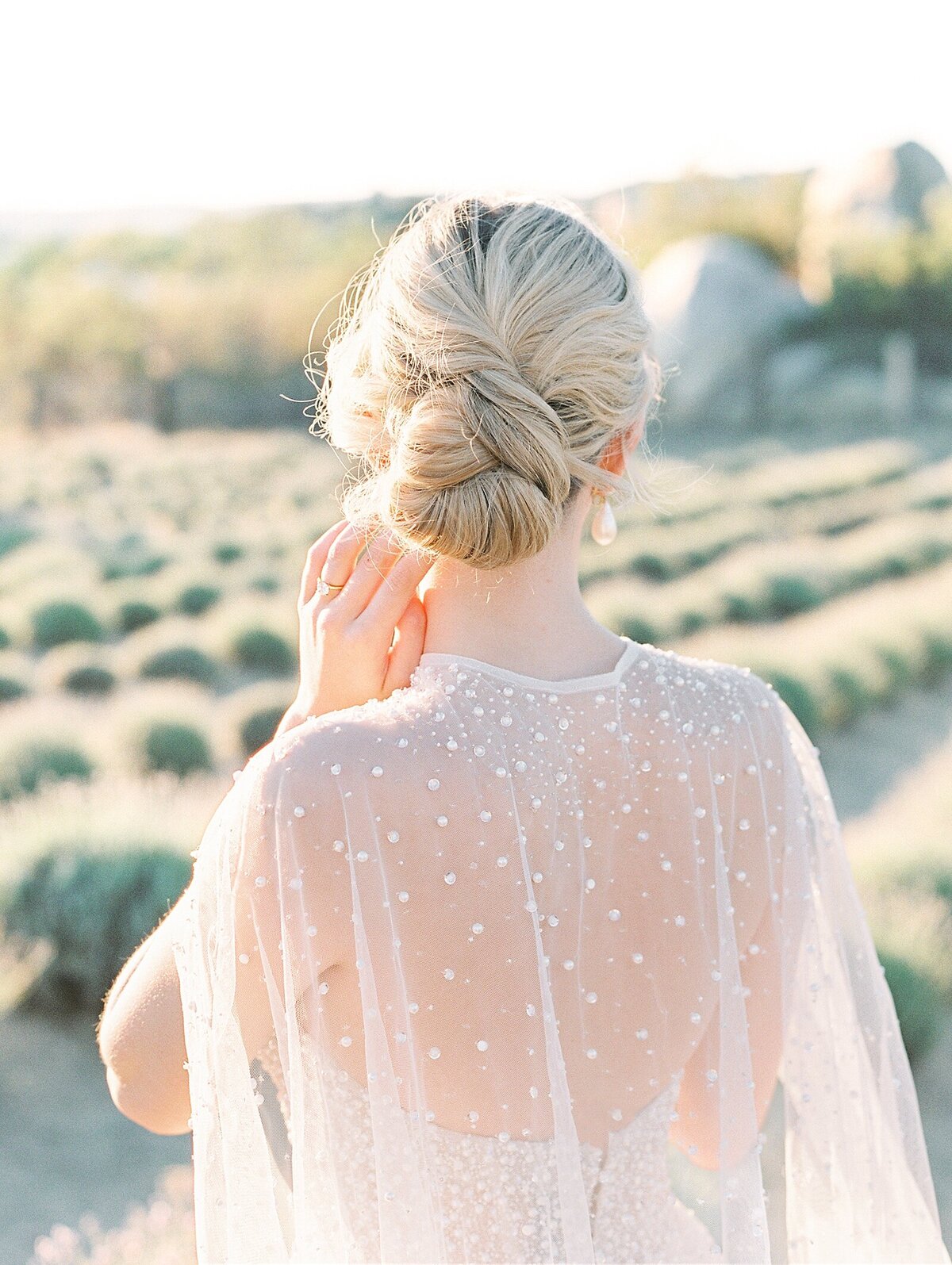 Bridal Editorial Photoshoot at the Lavender Fields in Fork and Plow Lavender Farms by Lisa Riley Photography based in La Jolla, California.