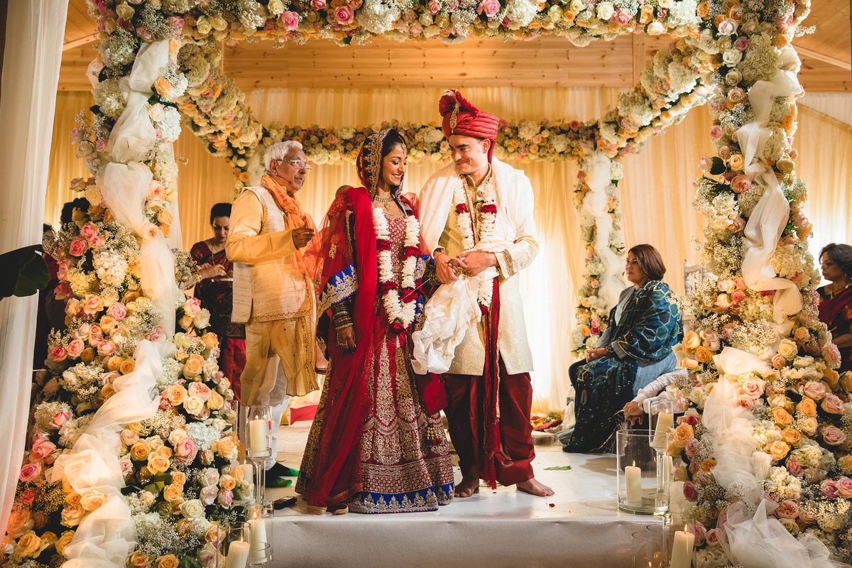 bride and groom at a hindu wedding at merrydale manor in cheshire