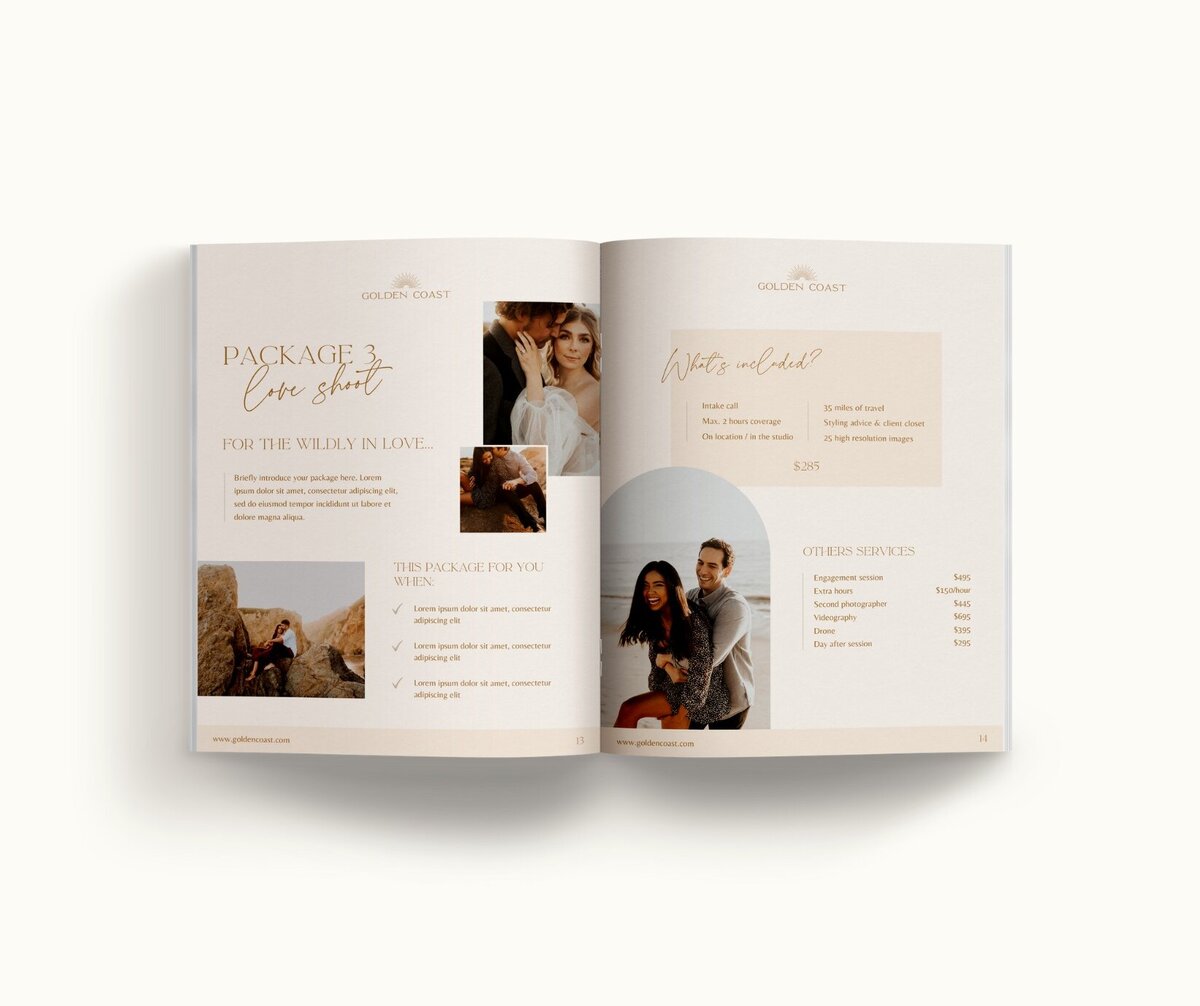 Boho pricing guide template for photographers Golden Coast 9