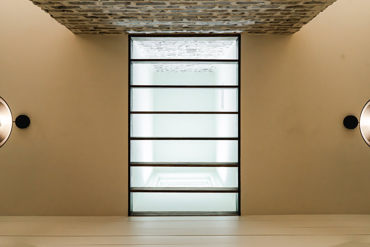 dormer skylight in building hallway