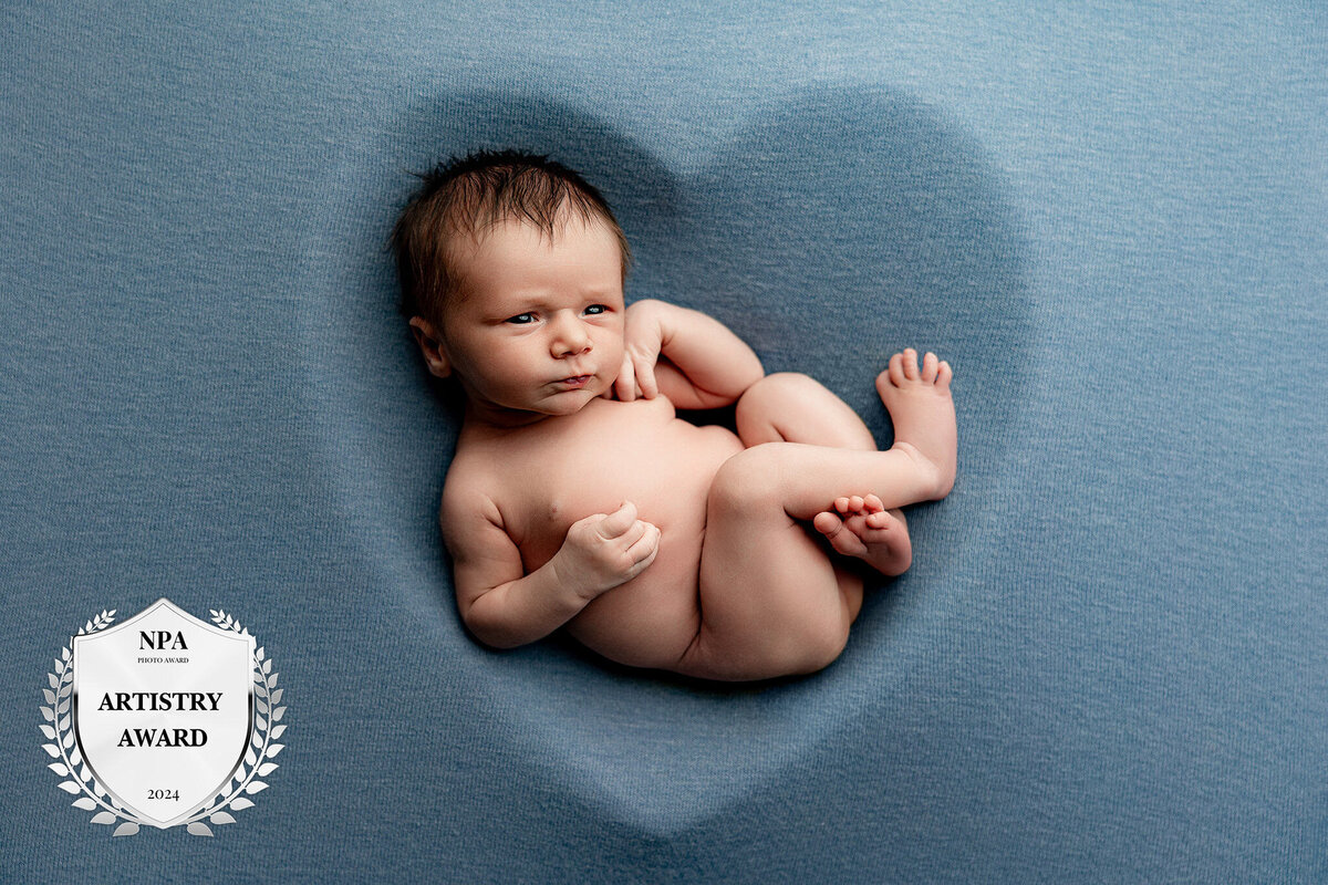 infant baby posed in a heart in photo shoot in traverse city