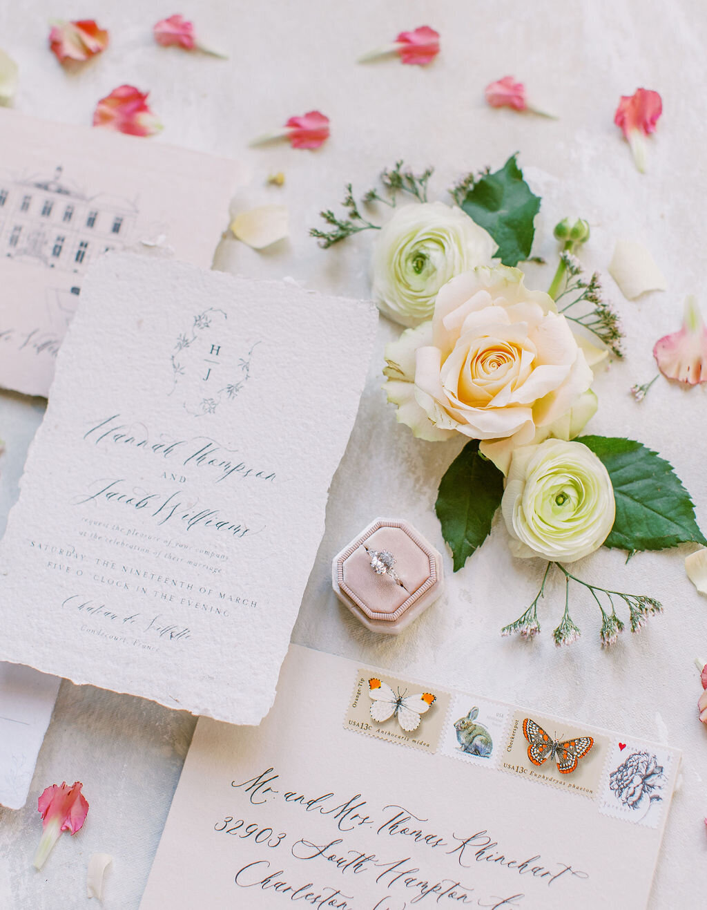 French chateau fairytale wedding in blush with a marchesa ombre bridal gown - Veronique Lorre luxury florist - Katie Trauffer Photography3