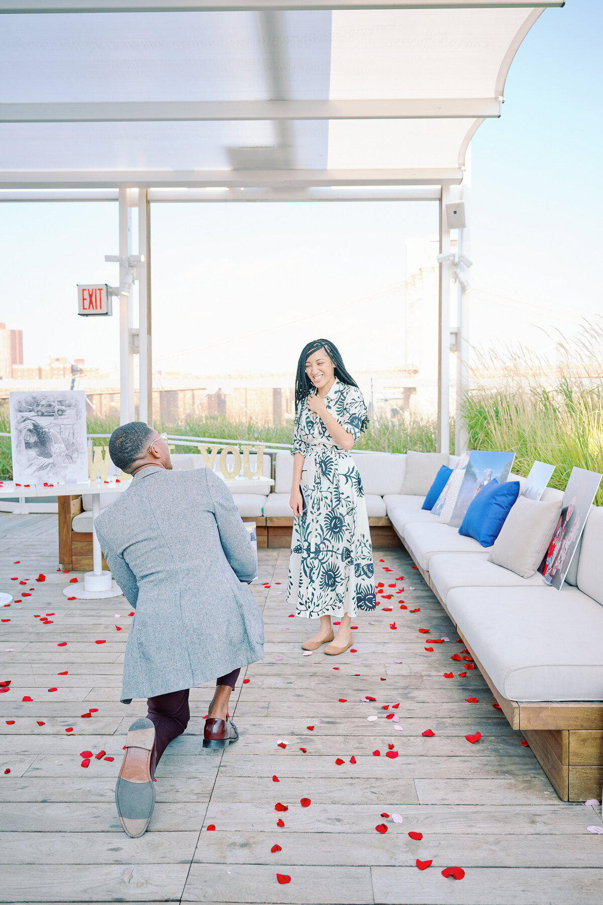 Proposal happening on top of The Greens Rooftop NYC, taken by New York City Proposal Photographer Corey Lamar Photography