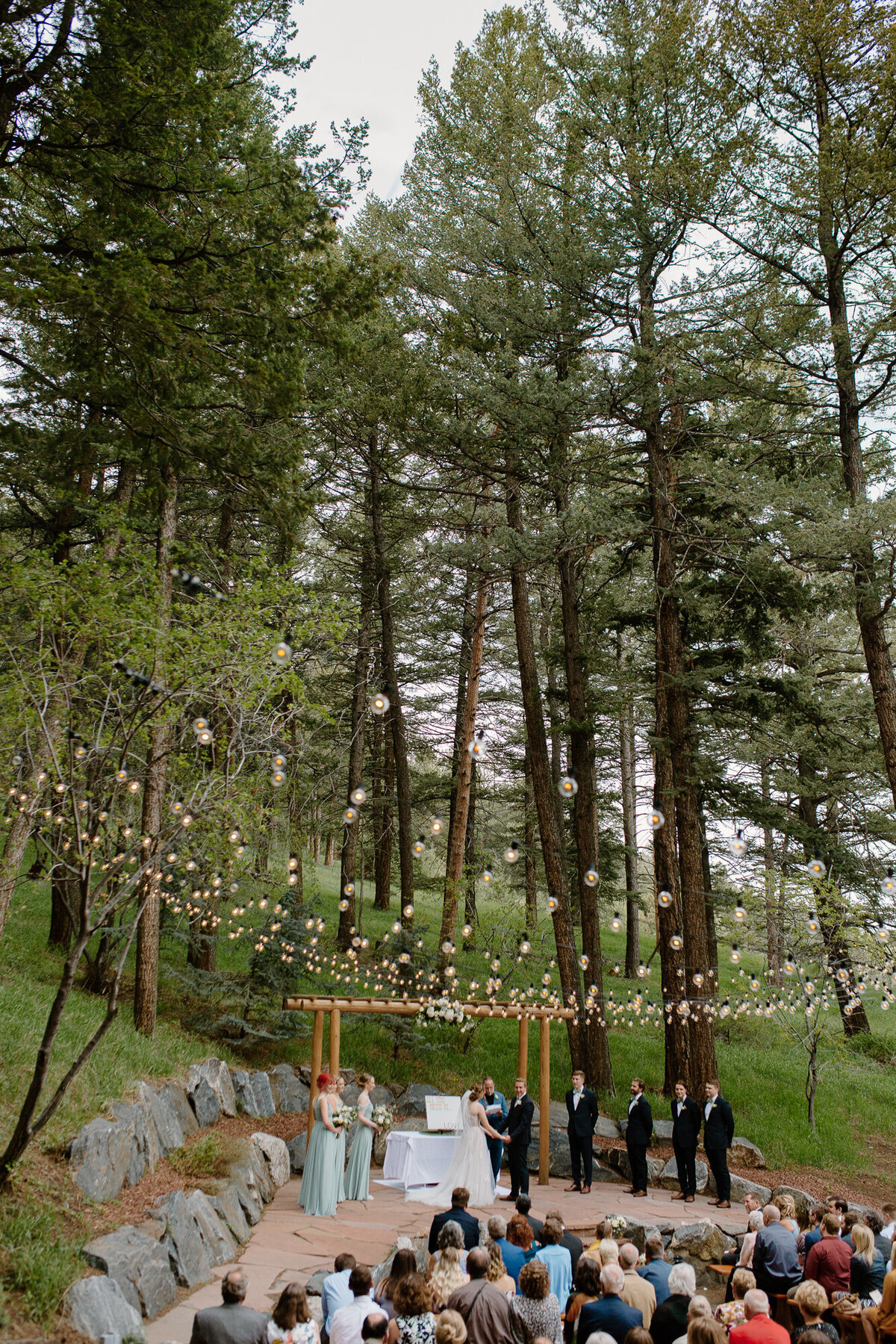 A wedding ceremony at The Pines at Genessee in Denver, Colorado.