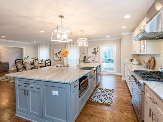 Kitchen island and Dining Room