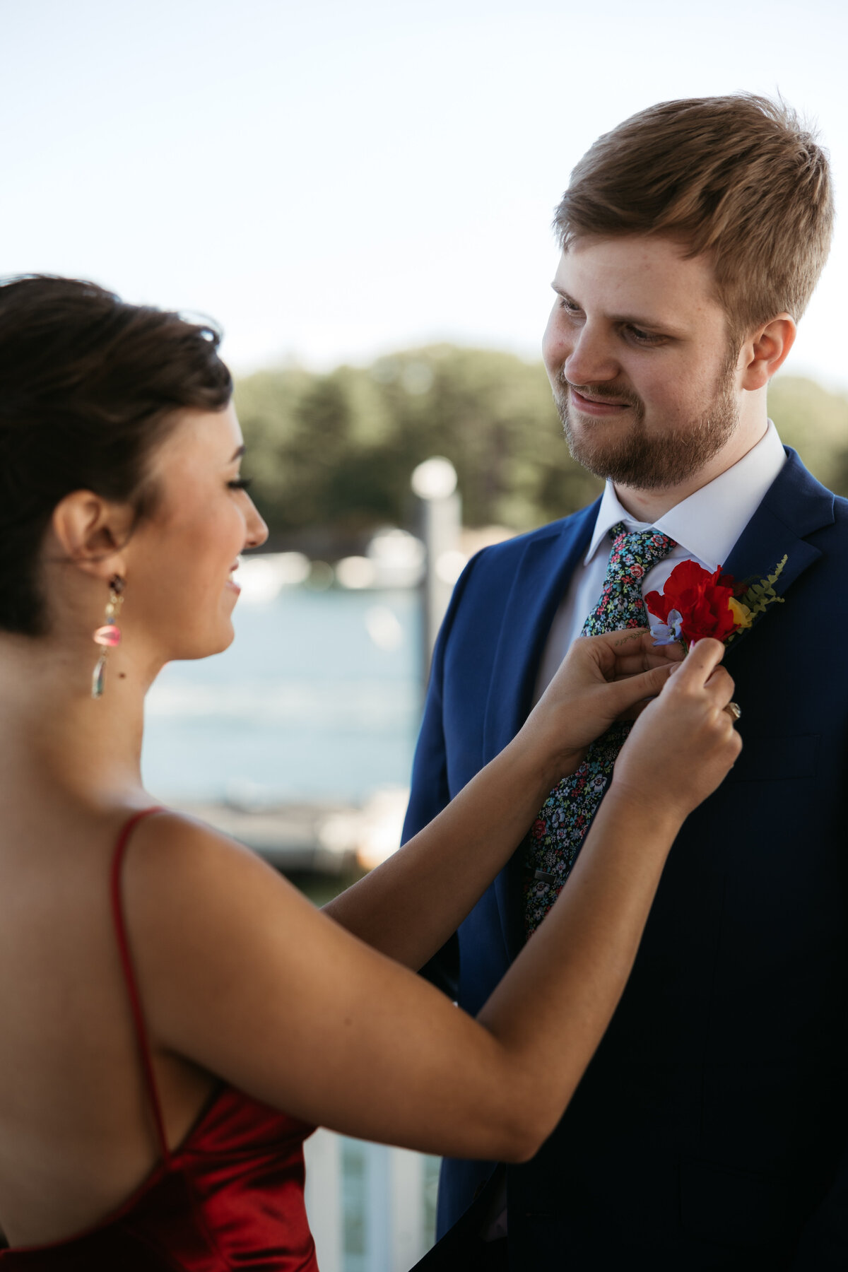 Bold and vibrant boutonniere by Boston Florist Prose Florals