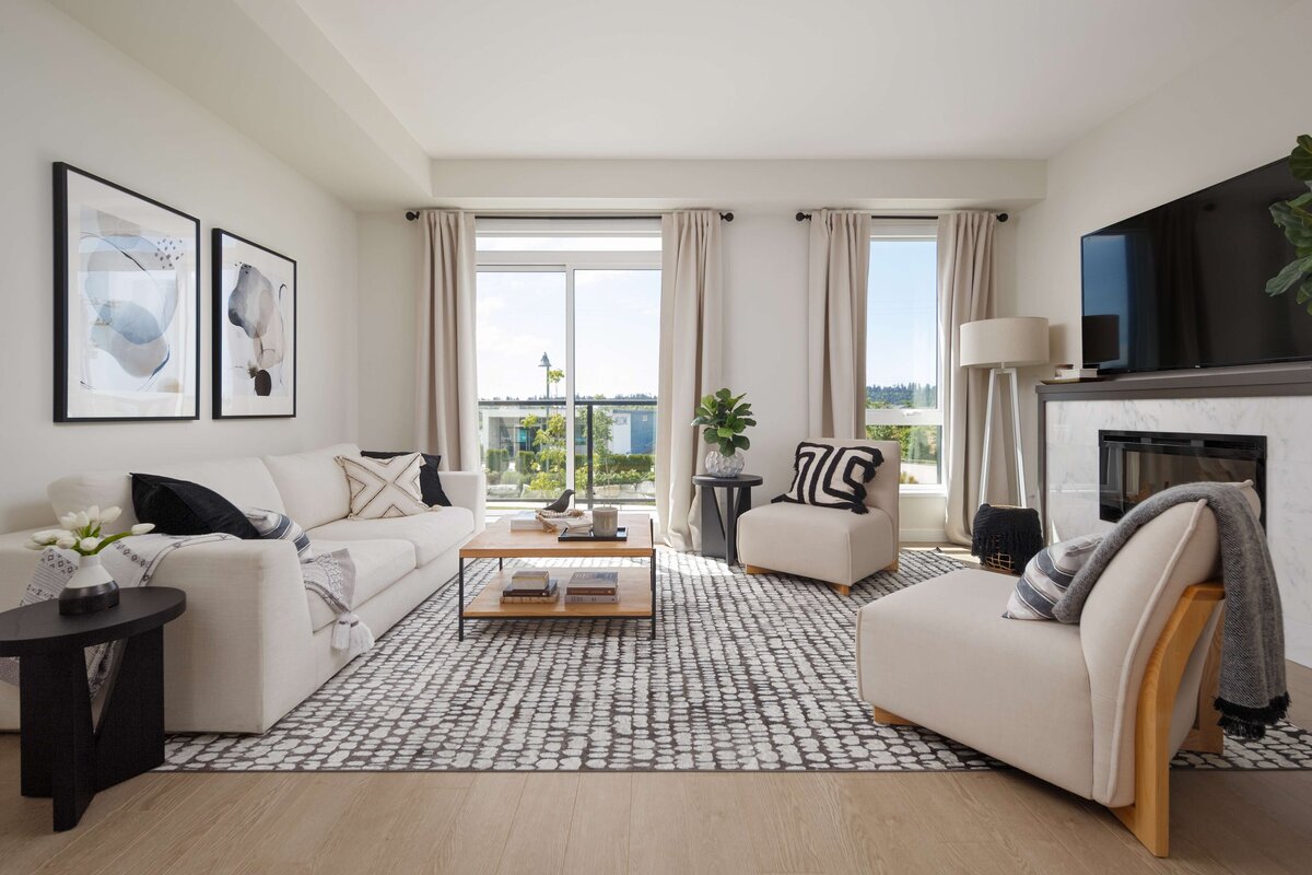 Living room at Tsawwassen Landing display suite