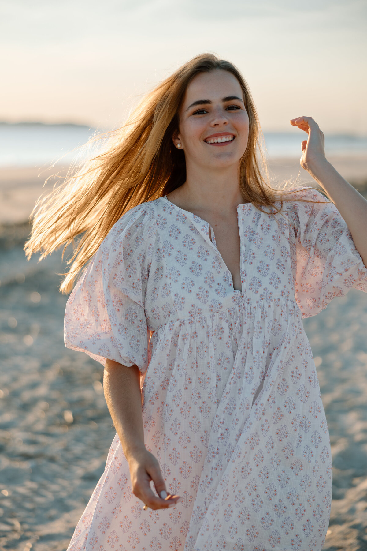 Senior photos on the beach at Edisto at sunset