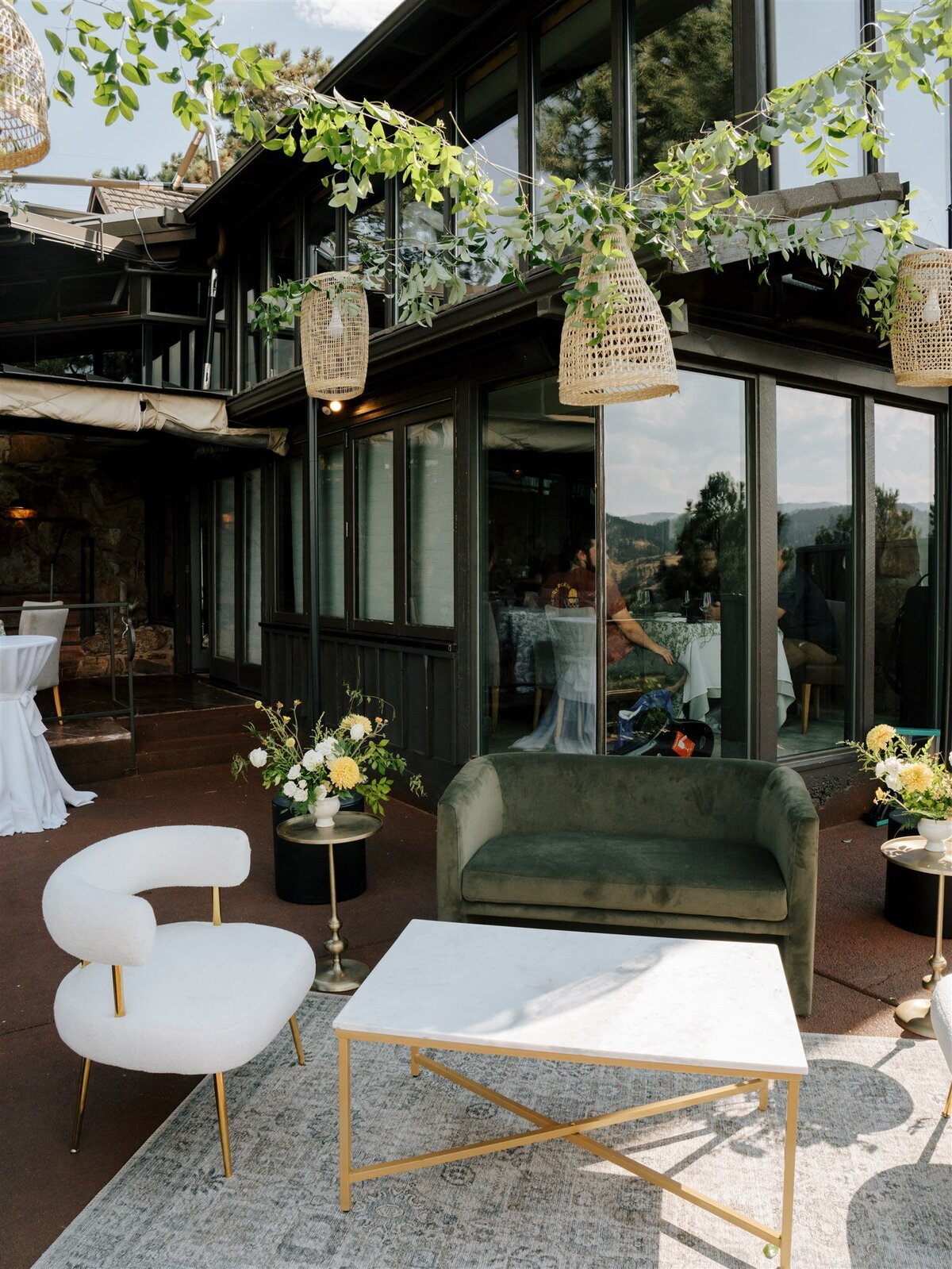 outdoor wedding reception seating area