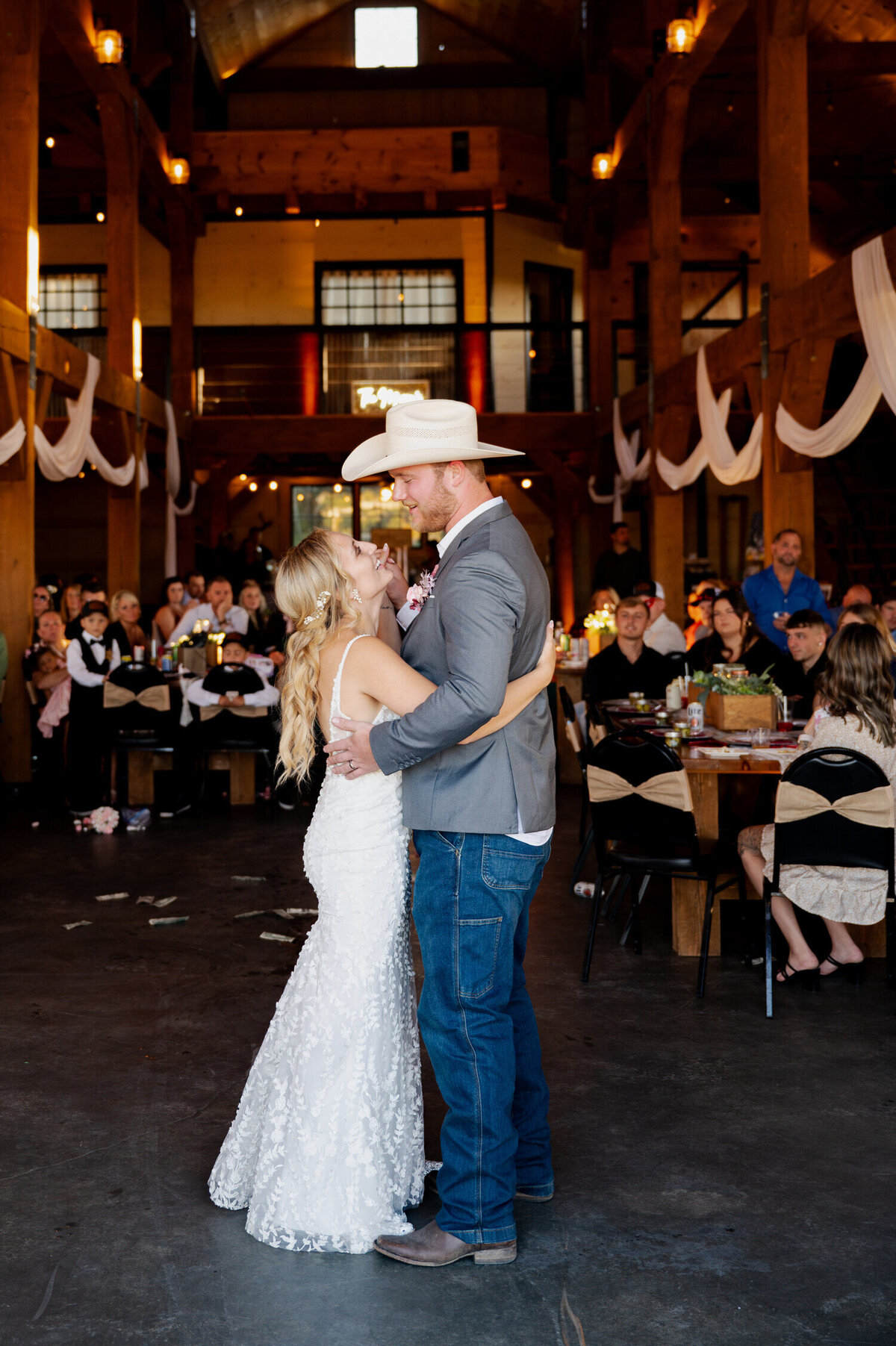 The bride and groom's first dance at Country Meadows Wedding Barn in Fort Ann, New York.