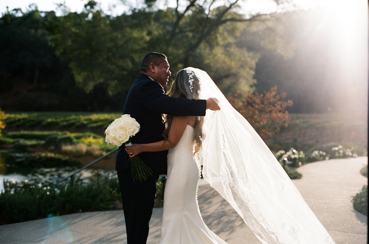first look with father of the bride monserate winery on 35mmfilm